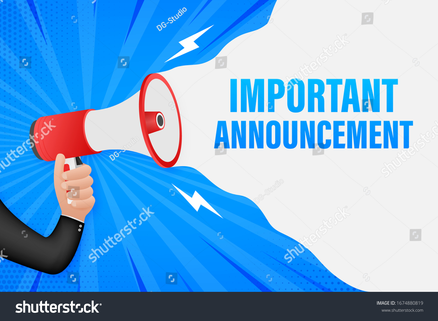 Hand Holding Megaphone Important Announcement Megaphone Stock Vector Royalty Free