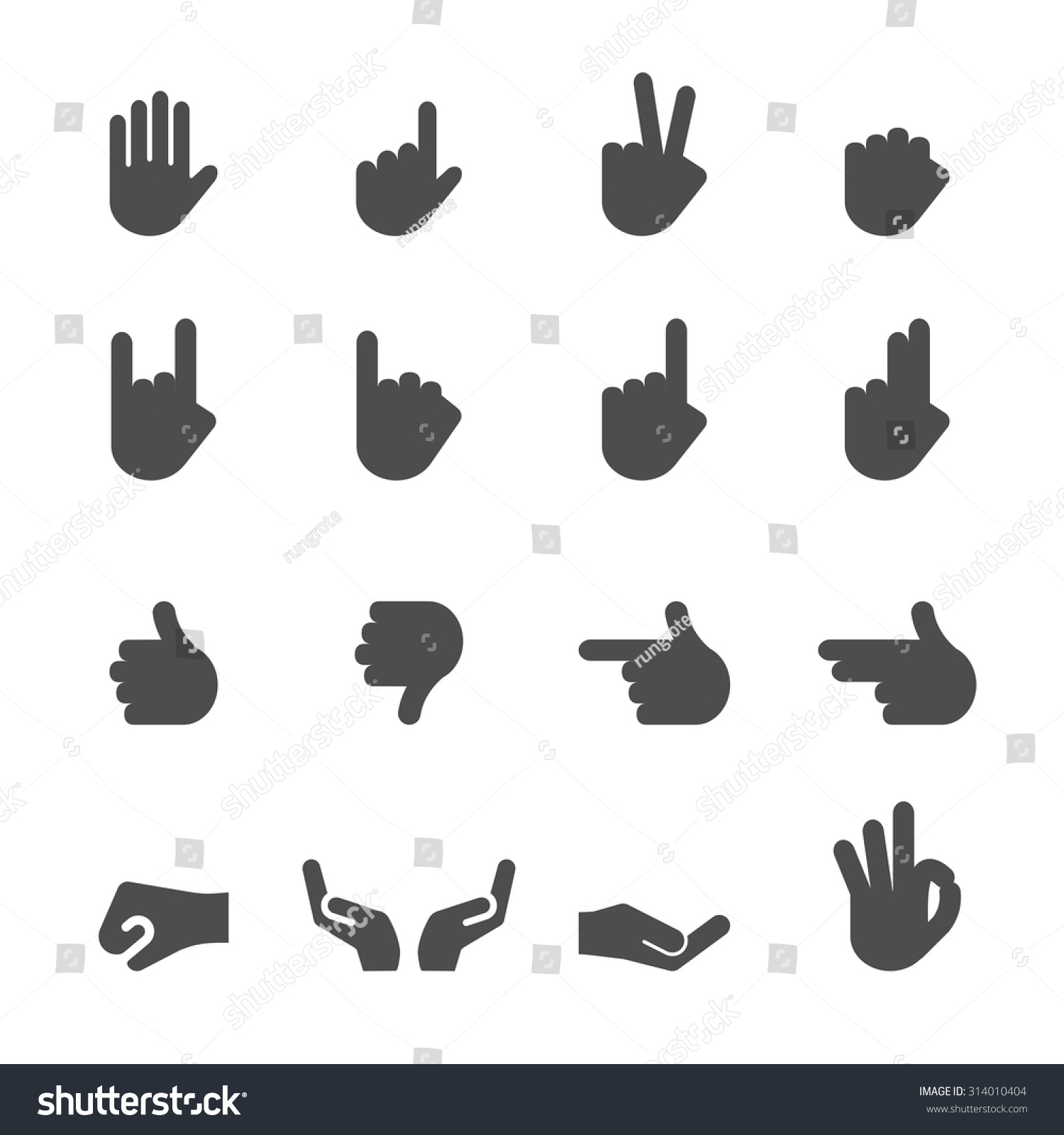 Hand Icon Set, Vector Eps10. - 314010404 : Shutterstock