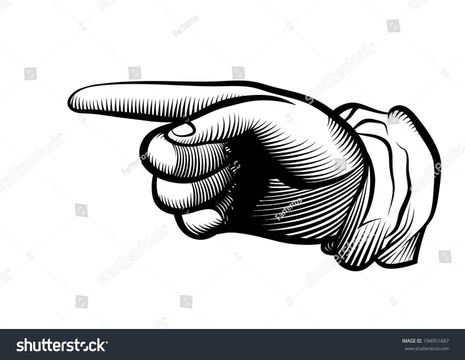 Hand Of The Human On White Background. Pointing Finger. Vector Drawing