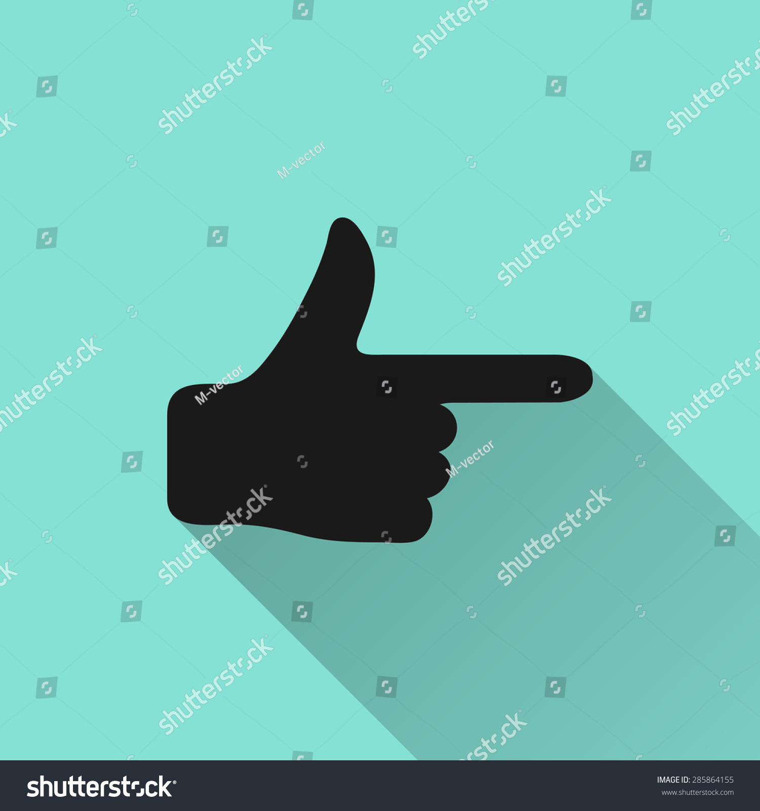 Hand Pointer Vector Icon Black On Stock Vector 285864155 - Shutterstock