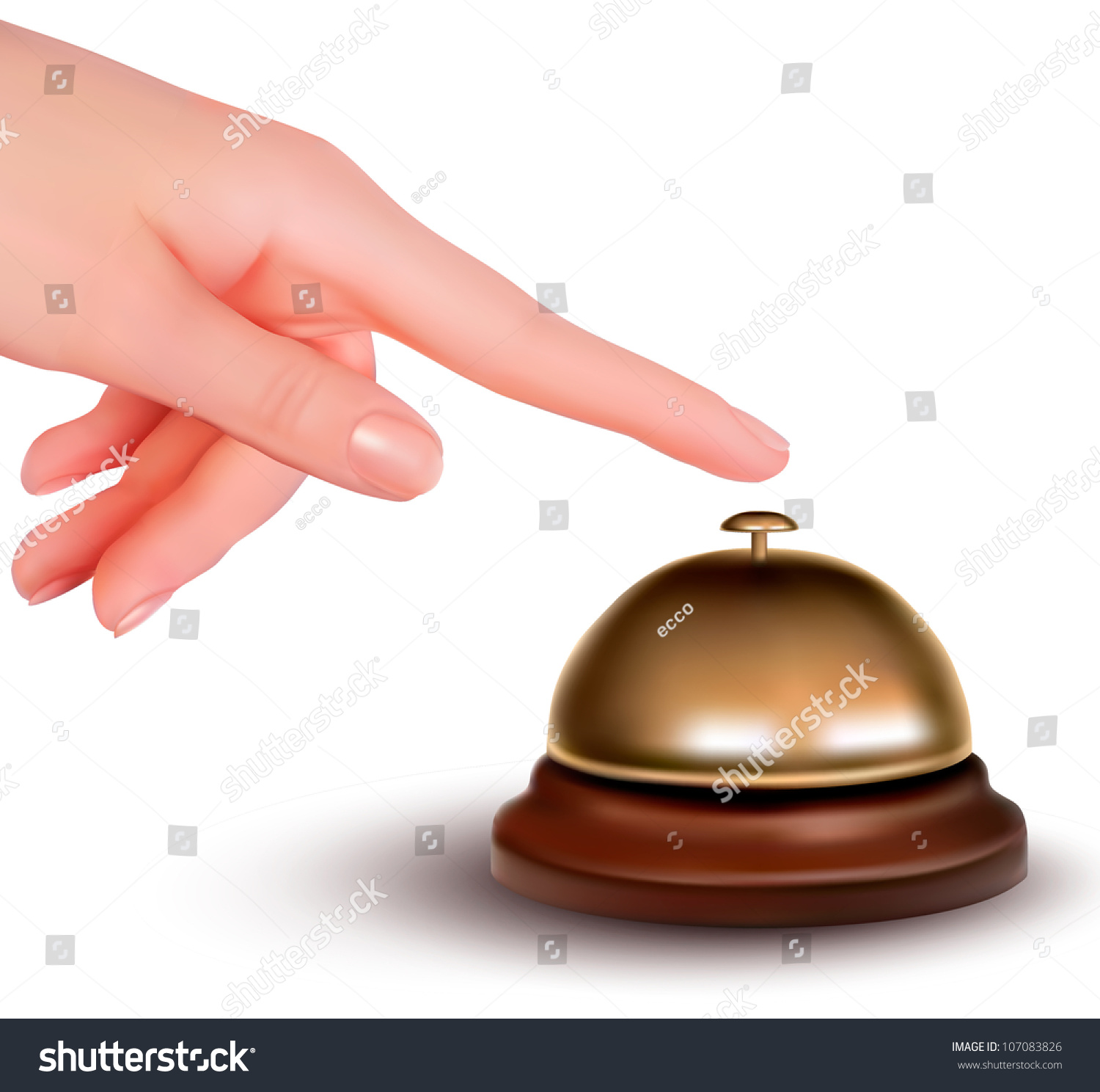 Hand Ringing The Bell To Call. Service Desk. Vector Illustration