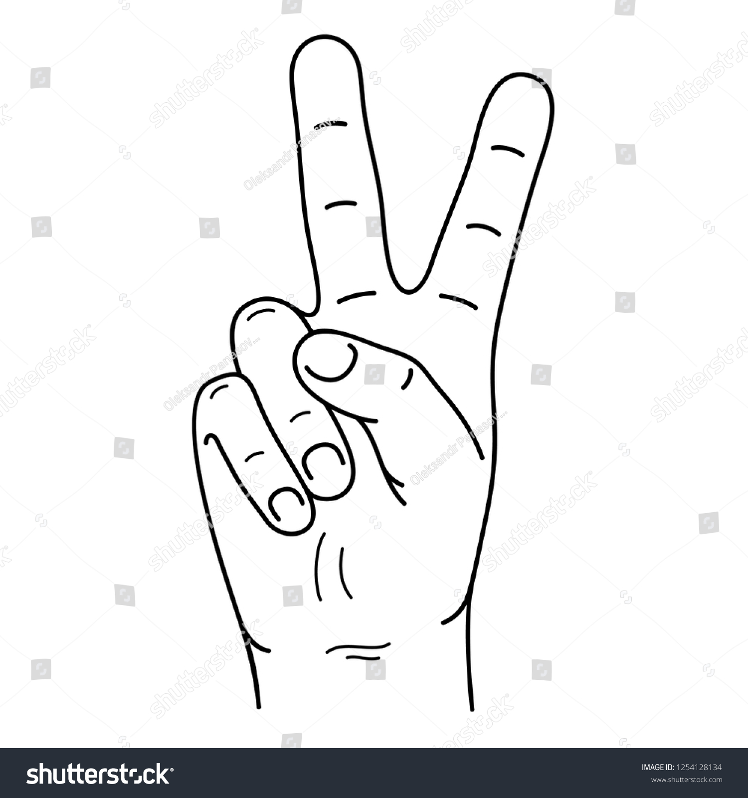 Hand Victory Sign Gesture Vector Flat Stock Vector Royalty Free