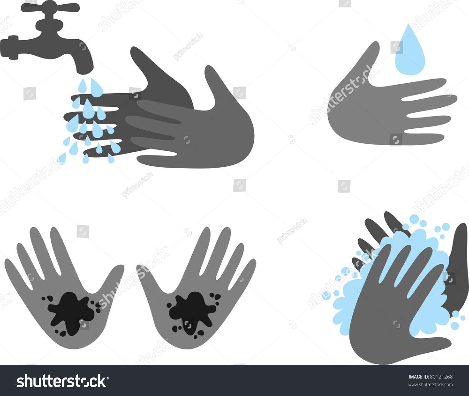 Hand Washing Set Stock Vector Illustration 80121268 : Shutterstock