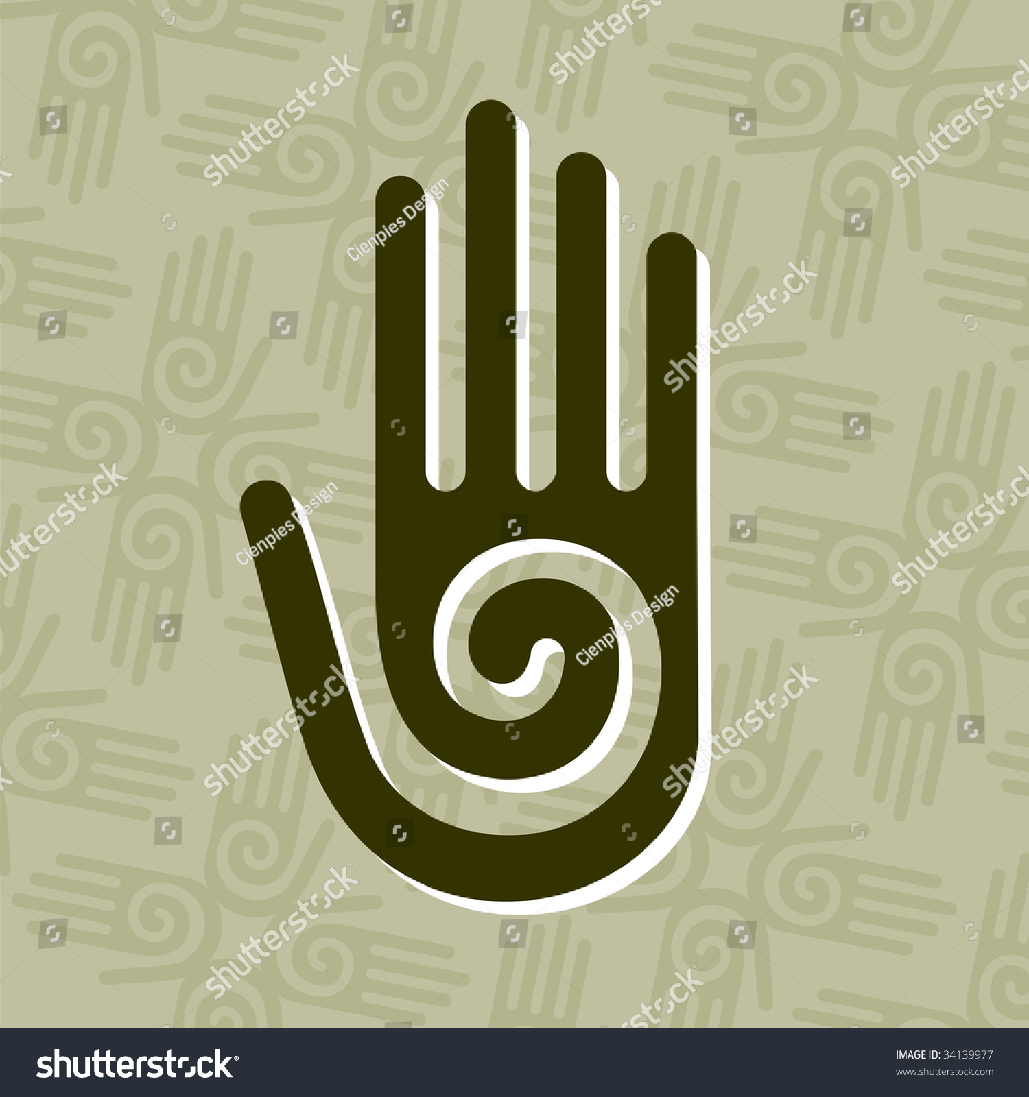 Hand Spiral Symbol On Palm On Stock Vector 34139977