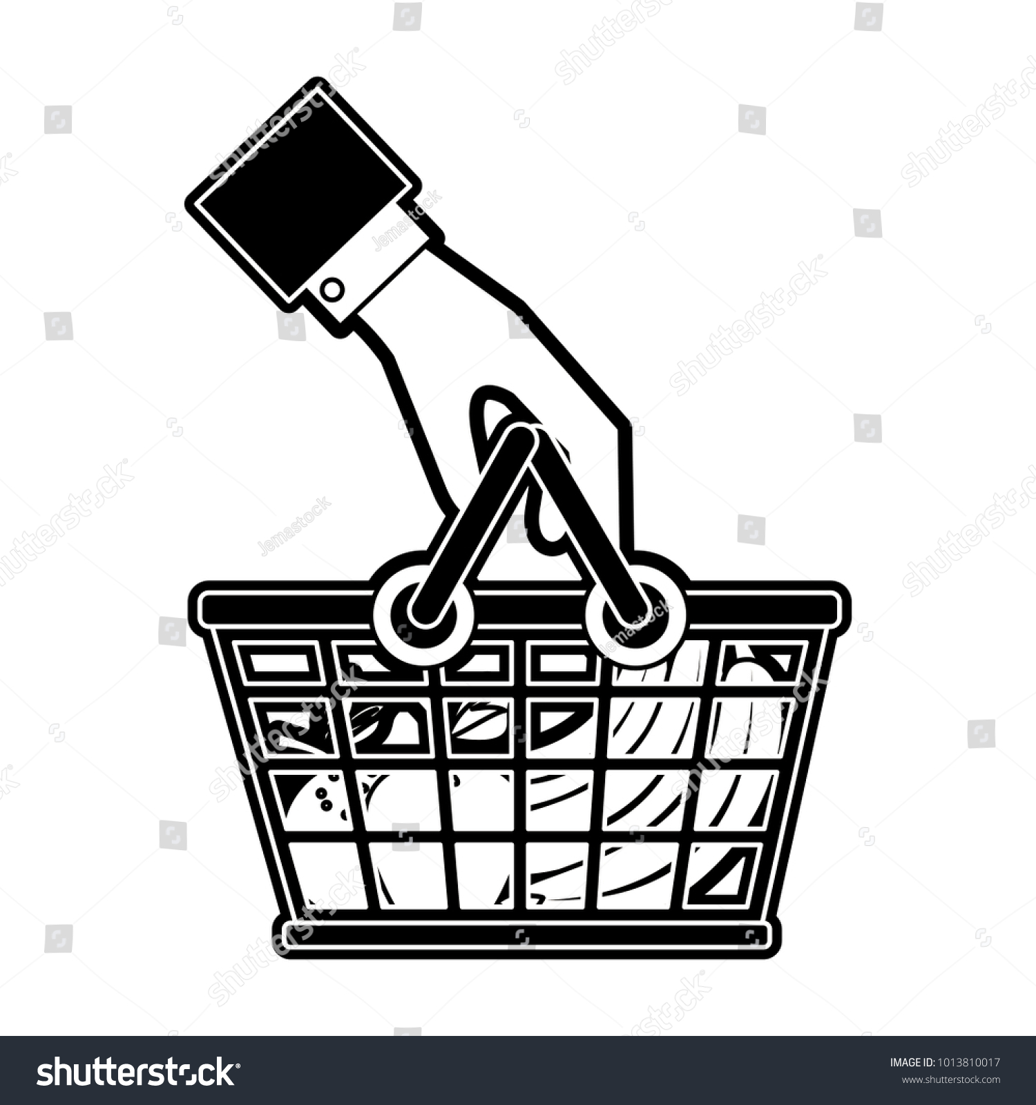 Hand Shopping Basket Stock Vector Royalty Free