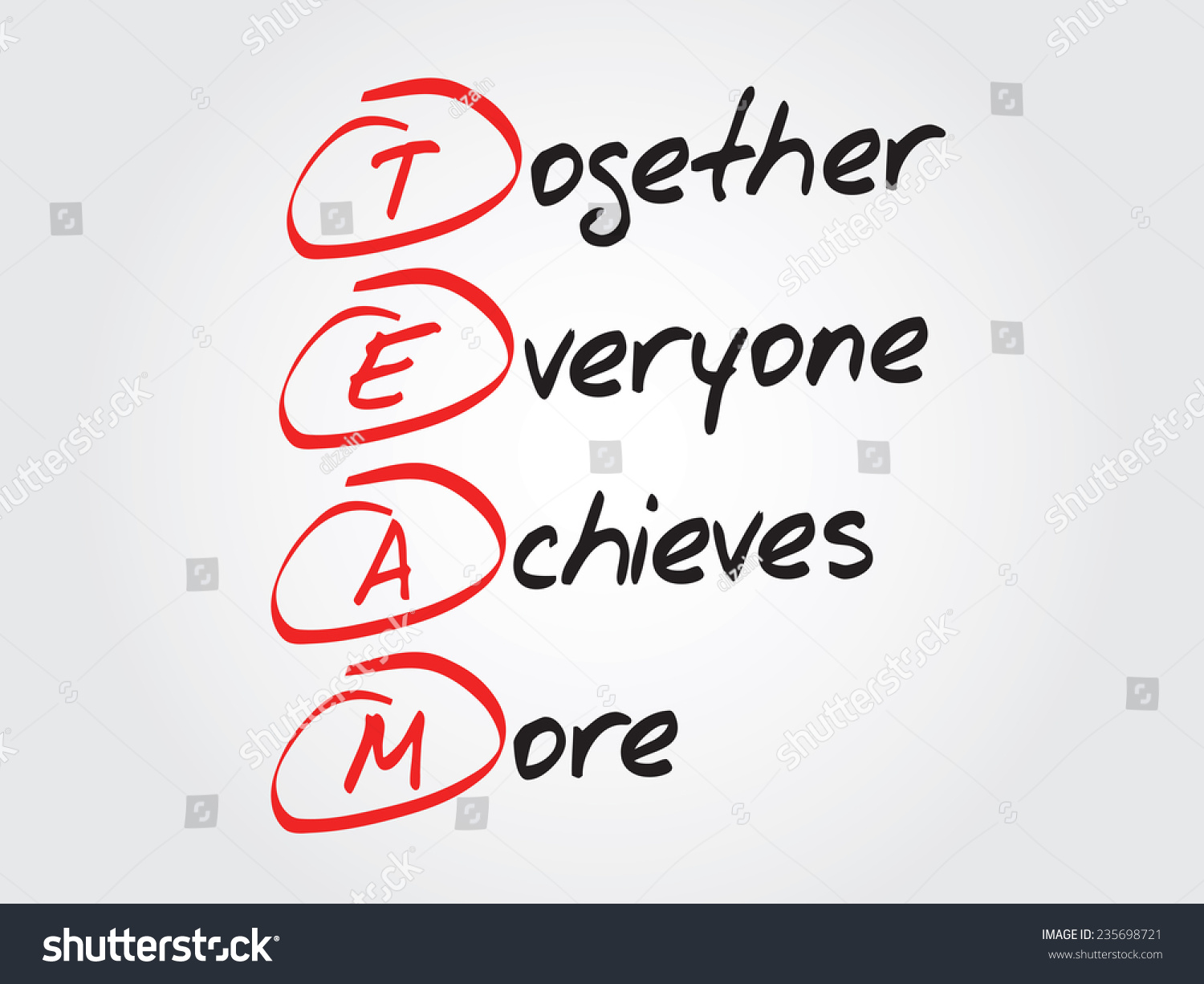 Hand Writing Together Everyone Achieves More Stock Vector 235698721 