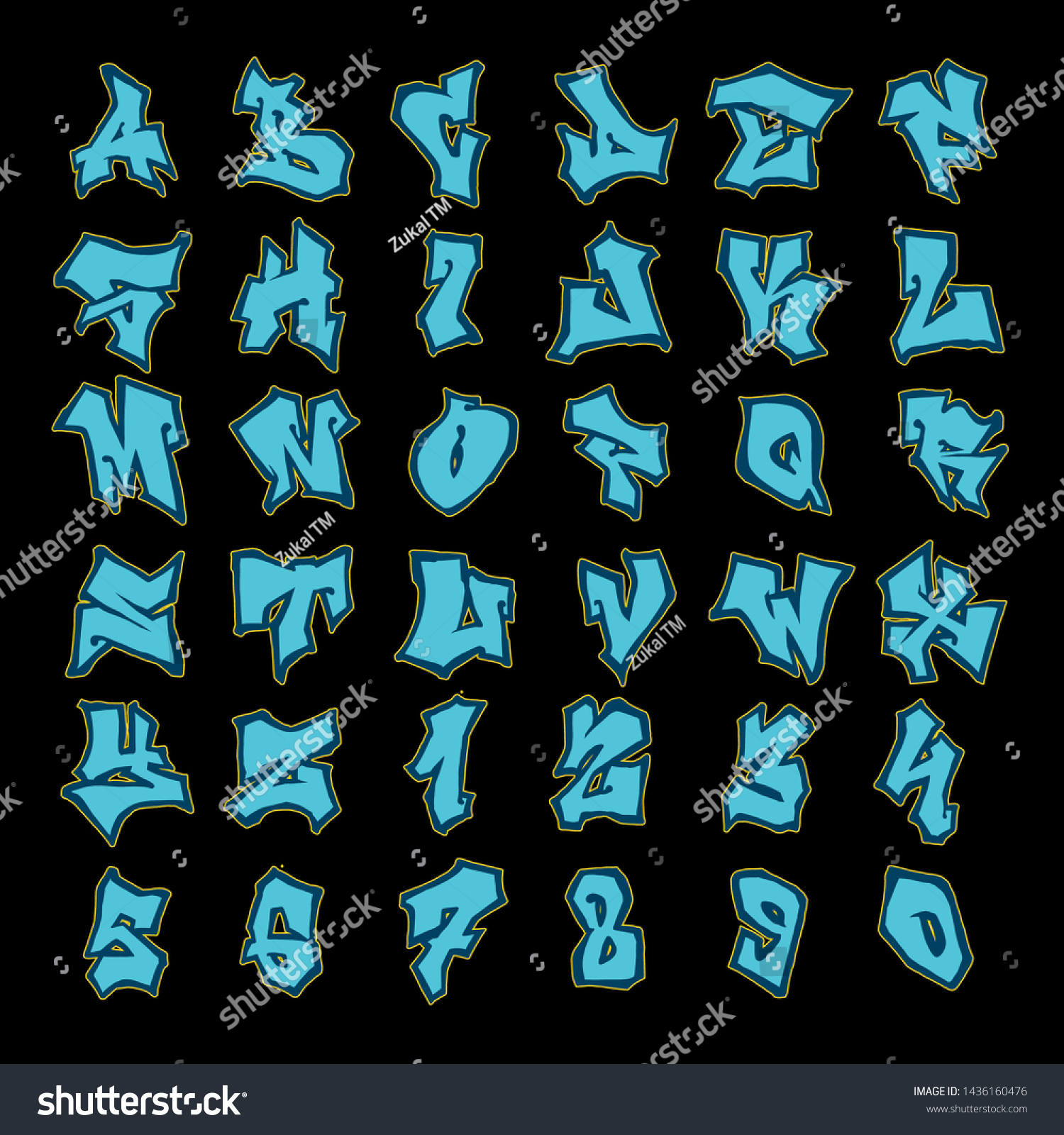 Hand Written Graffiti Font Alphabet Vector Stock Vector Royalty Free