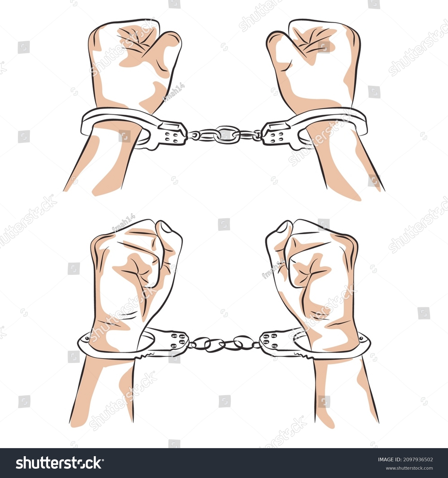 Handcuffed Sketch Vector Illustration Stock Vector Royalty Free