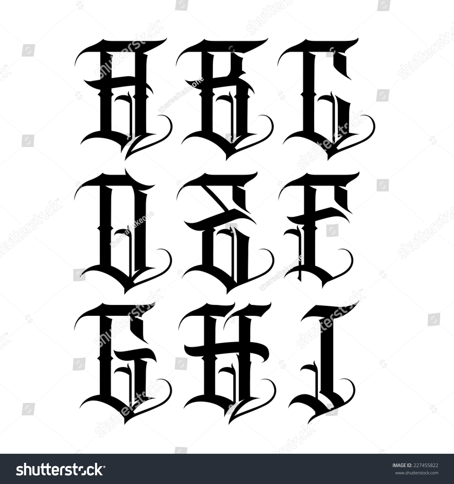 Handmade Vector Calligraphy Tattoo Alphabet Vetor Stock Livre De