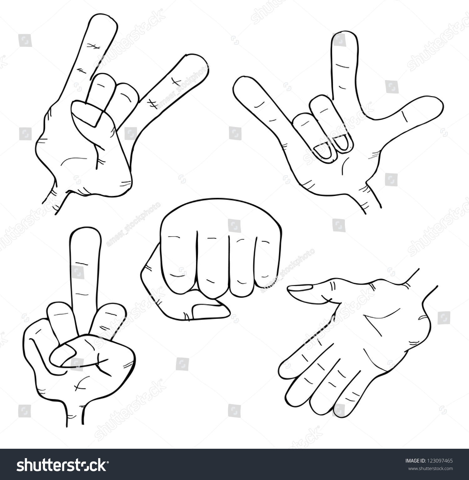 Hands Doodle Set Stock Vector Illustration Shutterstock