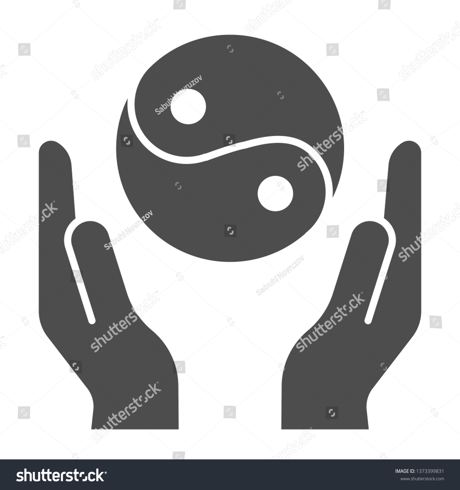 Hands Holding Yin Yang Solid Icon Stock Vector Royalty Free