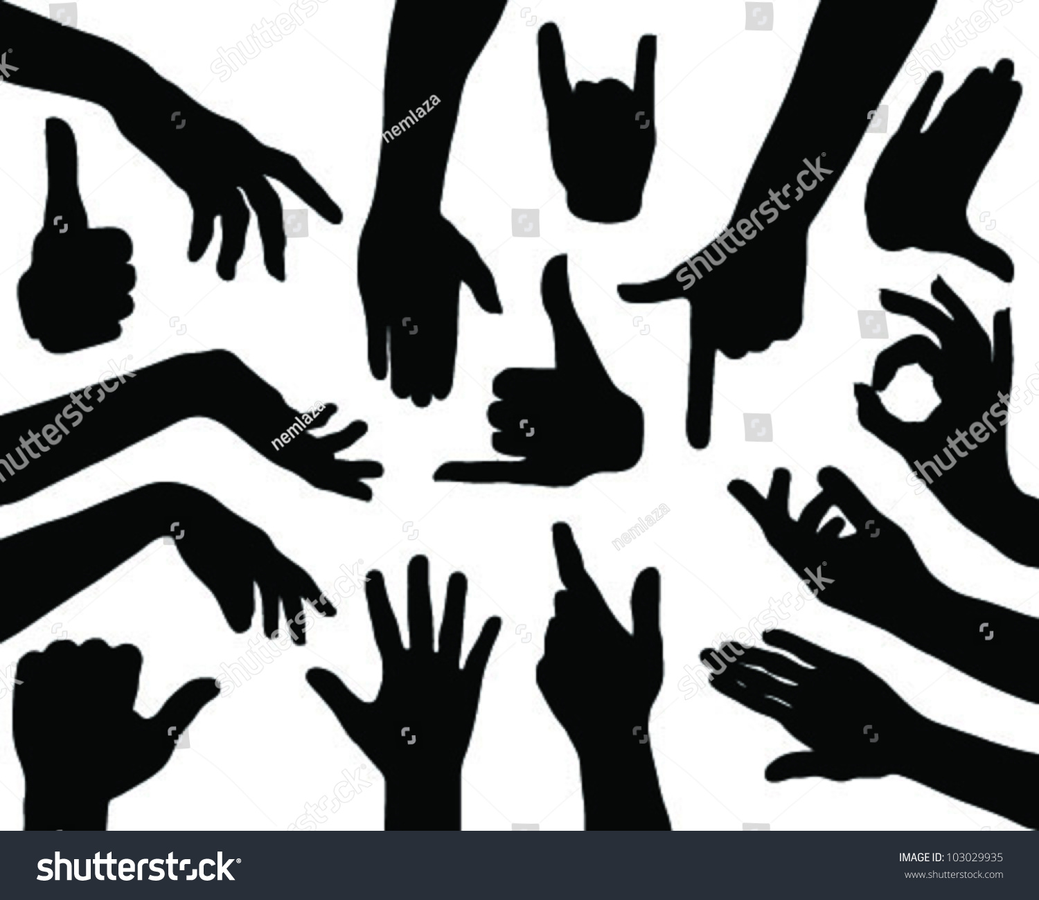 Hands Silhouettes 2vector Stock Vector 103029935 Shutterstock