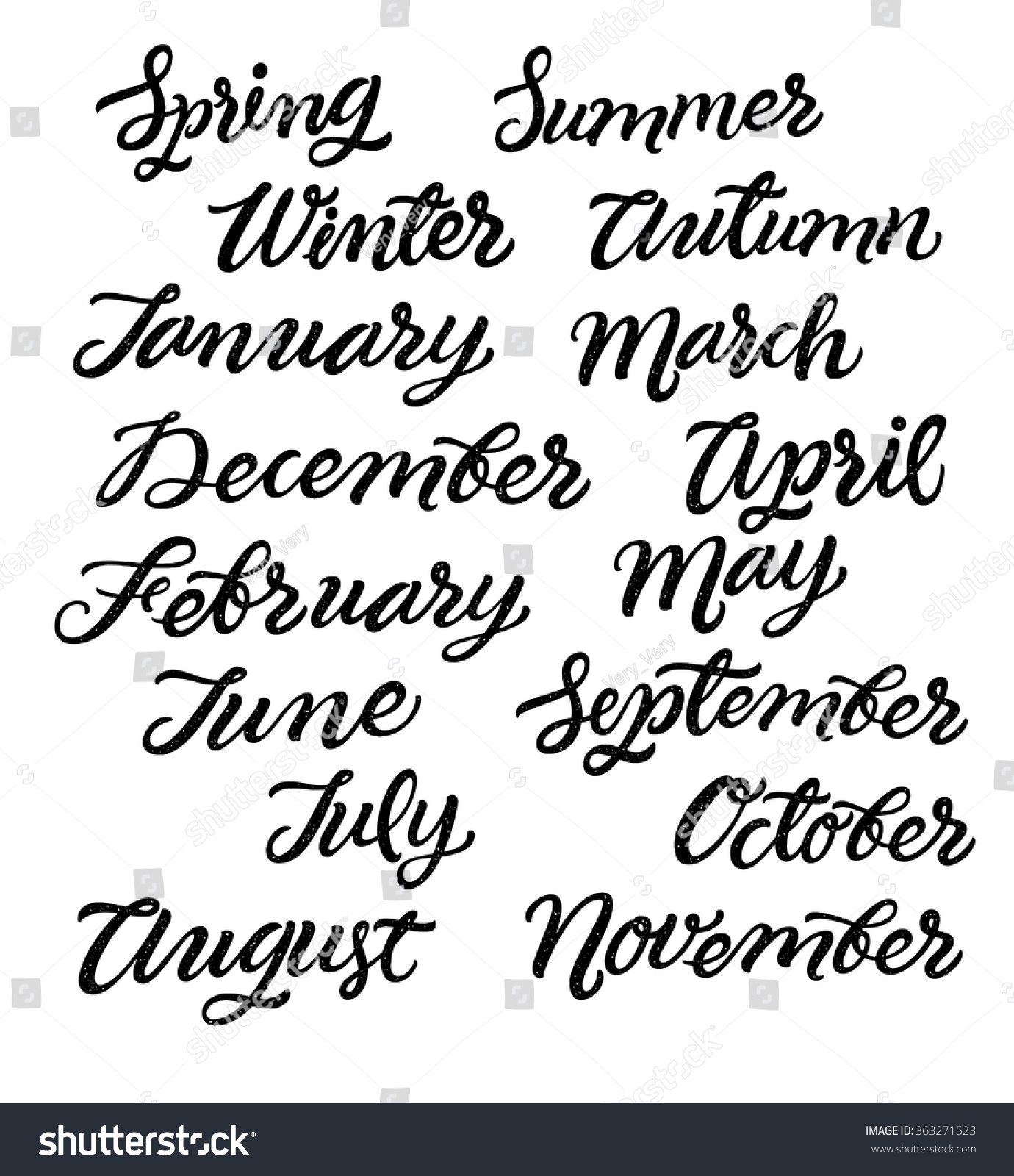 Handwritten Months Of The Year December January February March