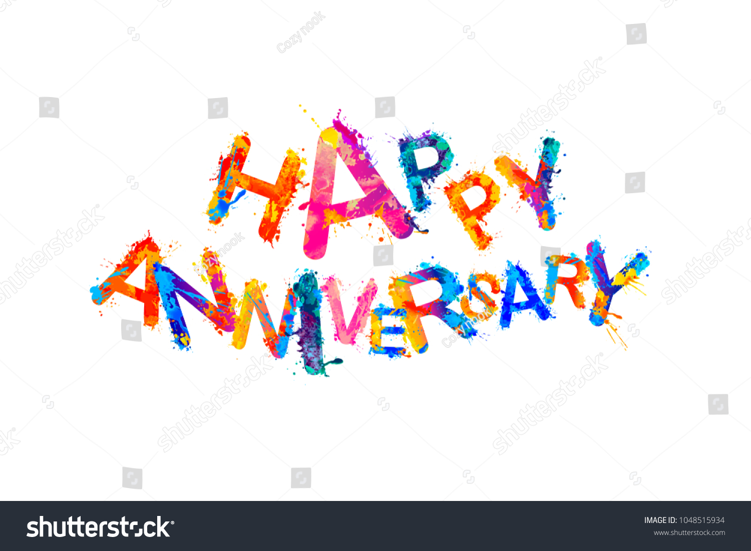 Happy Anniversary Vector Inscription Splash Paint Stock Vector Royalty