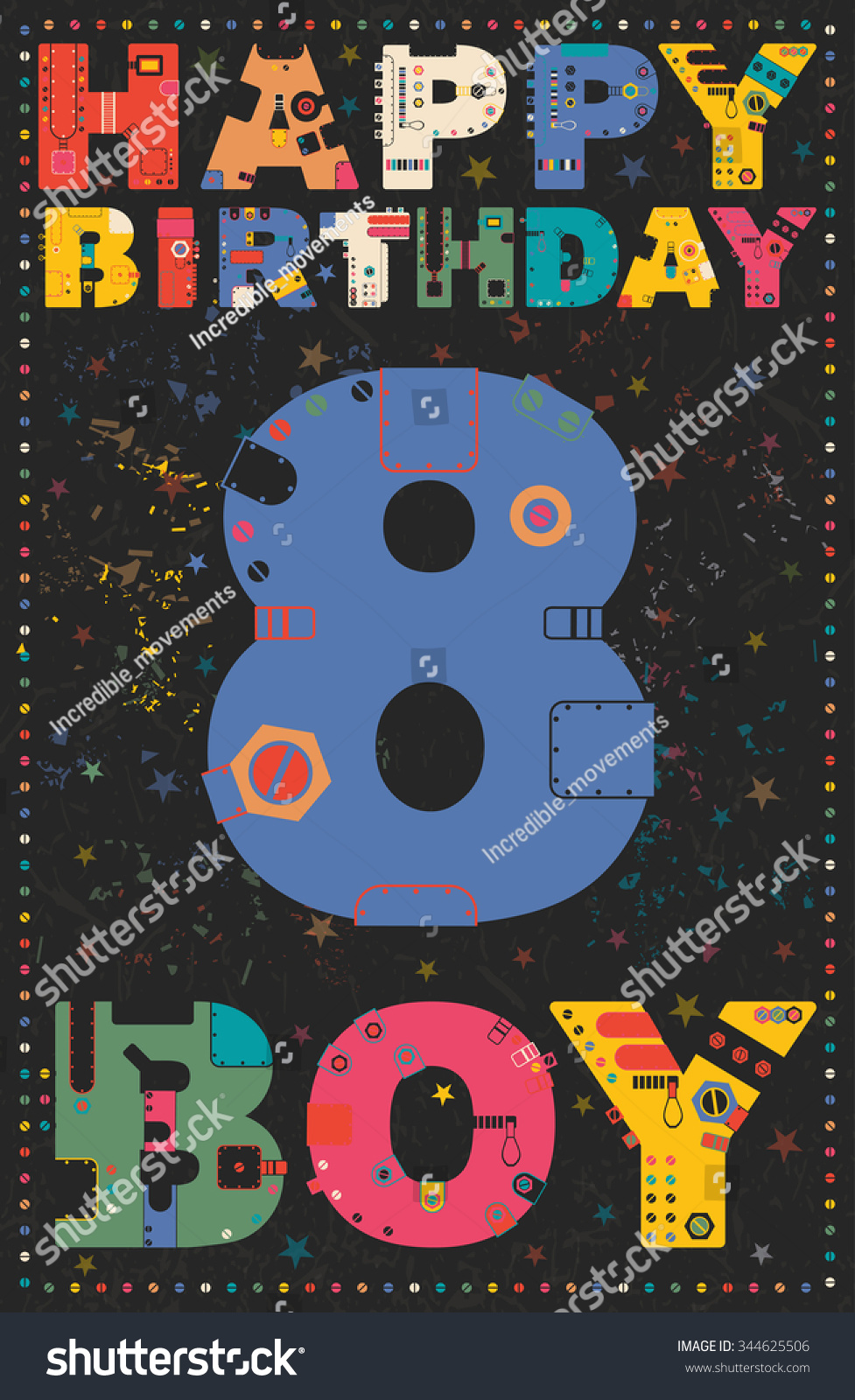 Happy Birthday Card Happy Birthday Boy Stock Vector 344625506