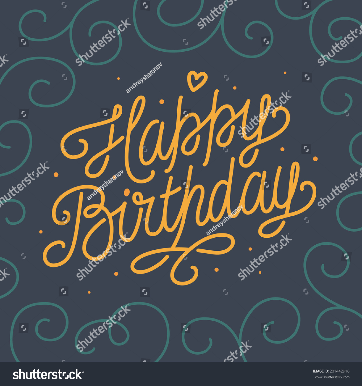 Happy Birthday Greeting Card. Elegant Vintage Lettering On Dark