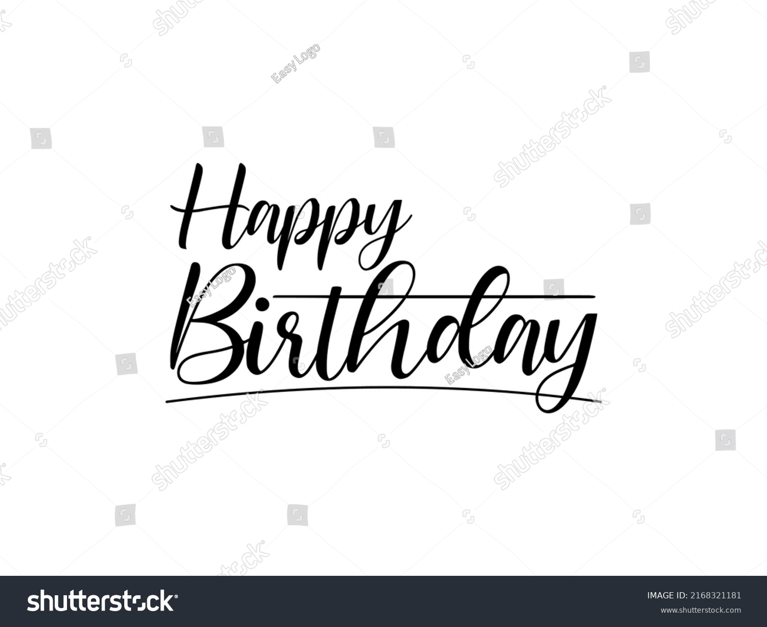 Happy Birthday Text Lettering Calligraphy Black Stock Vector Royalty