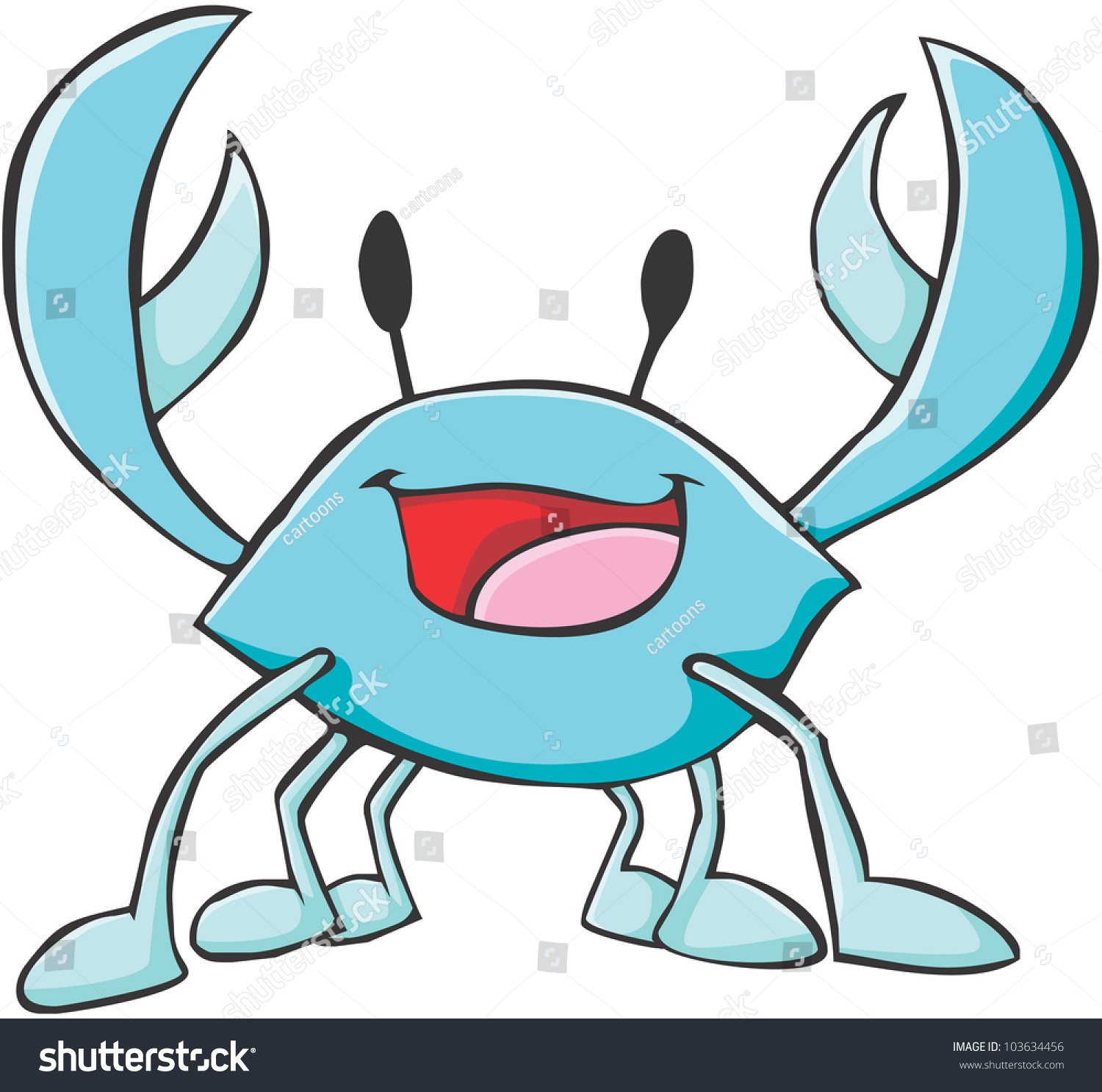 Happy Blue Crab Cartoon Stock Vector Illustration 103634456 : Shutterstock