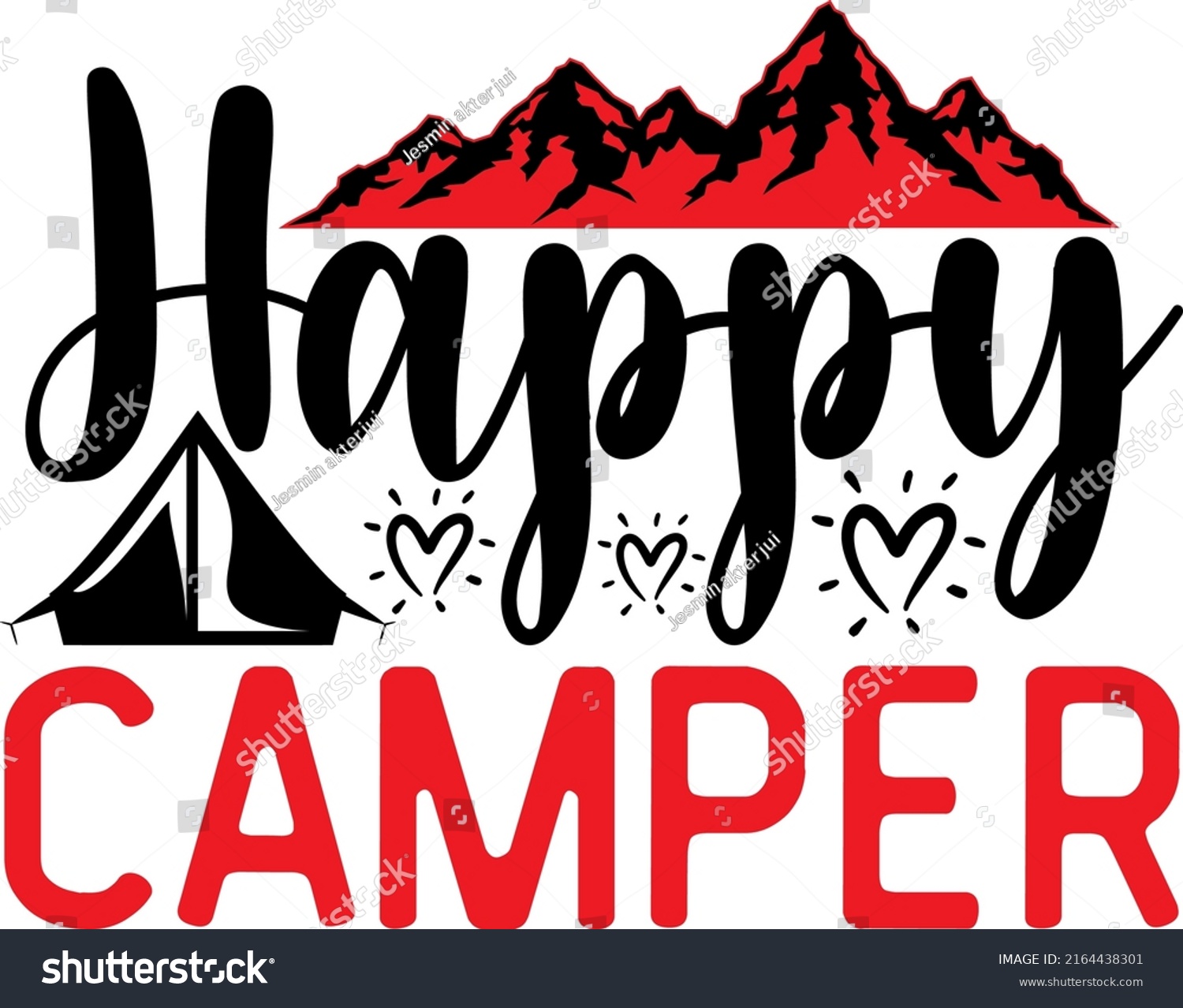 Happy Camper Camping Svg Graphic Design Stock Vector Royalty Free