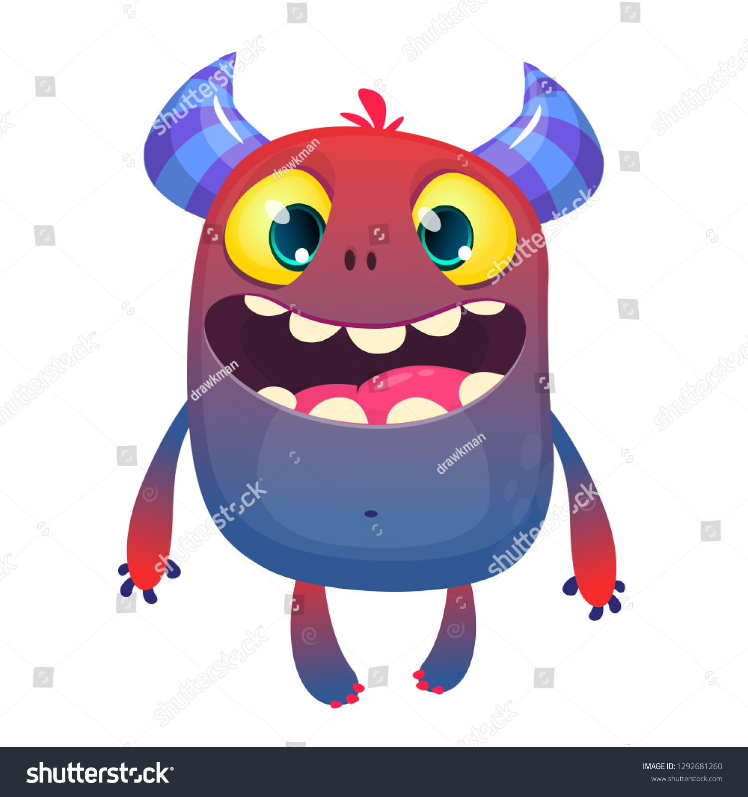 Happy Cartoon Monster Vector Character Stock Vector Royalty Free