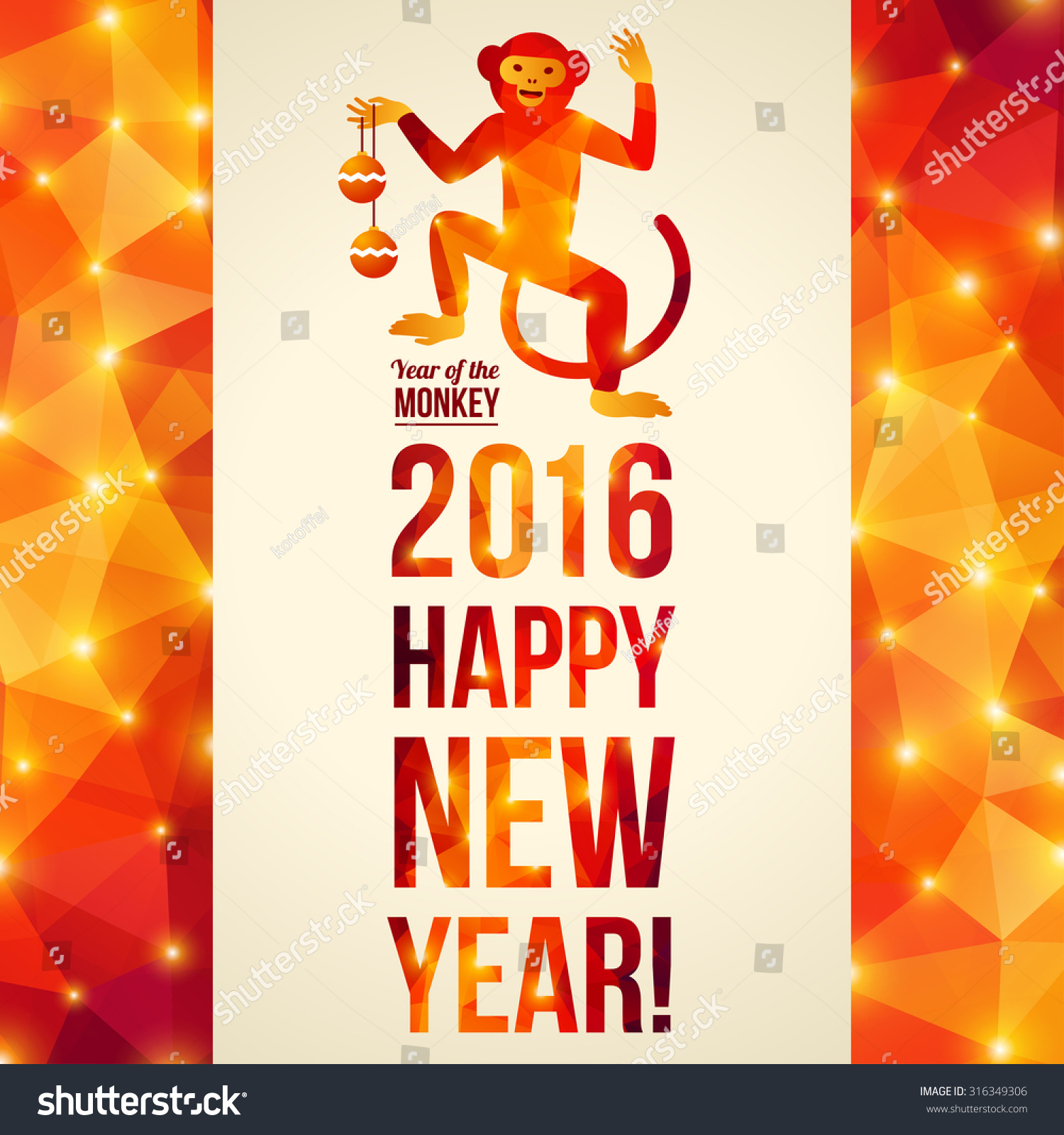 Happy Chinese New Year 2016 Greeting Card Vector Illustration Year of 