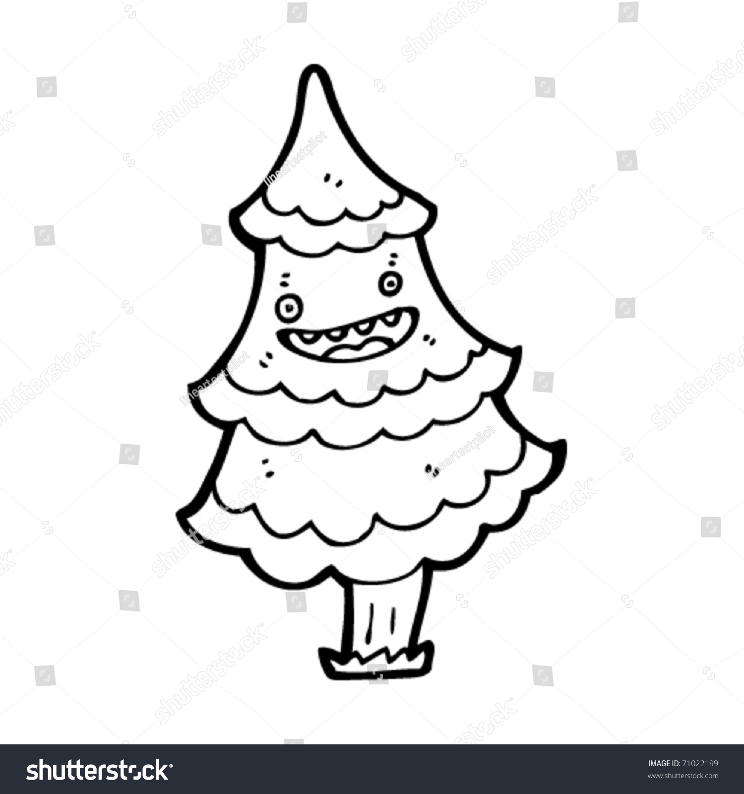 Happy Christmas Tree Cartoon Stock Vector Illustration 71022199