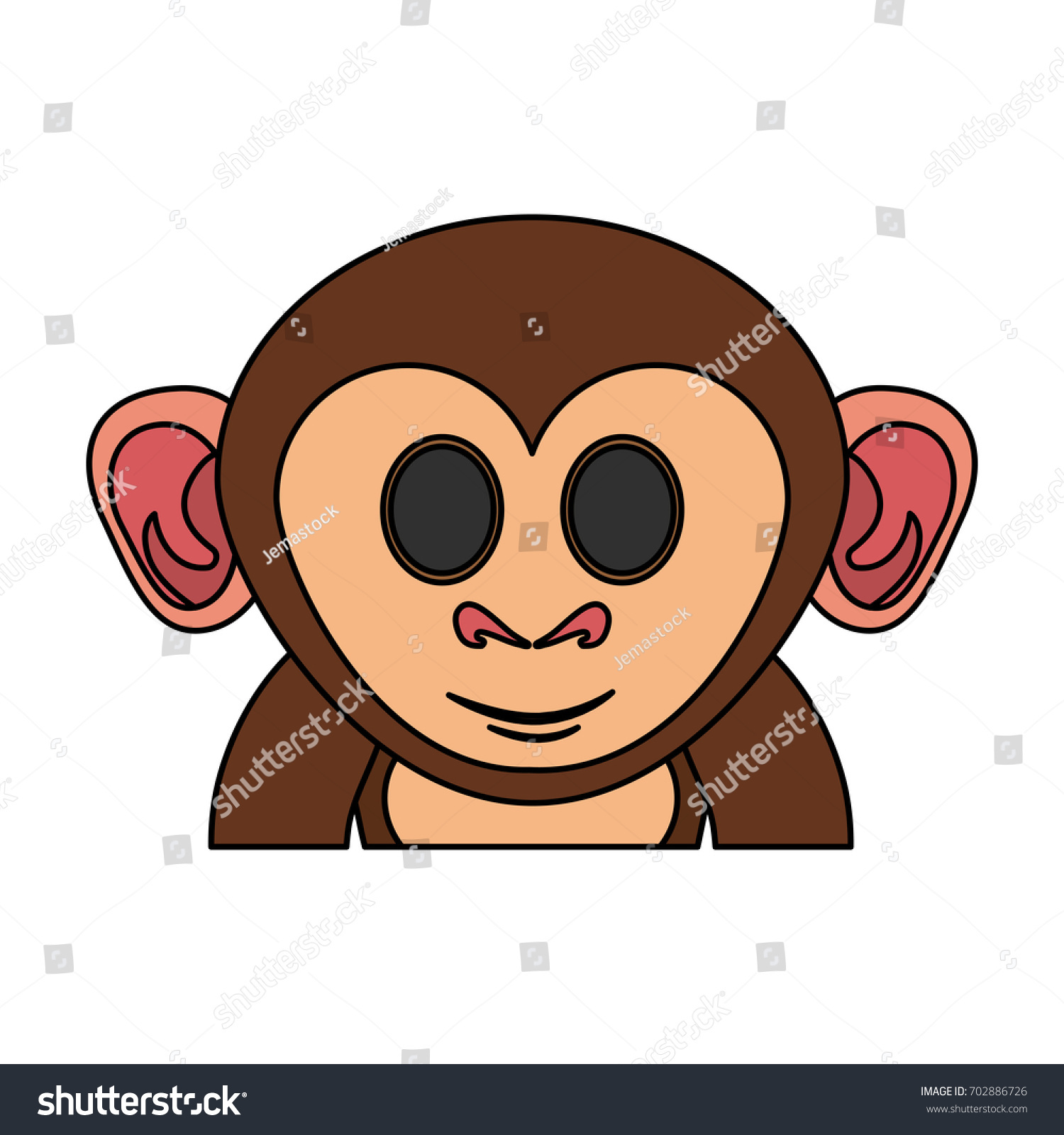 Happy Cute Expressive Monkey Cartoon Icon Stock Vector Royalty Free