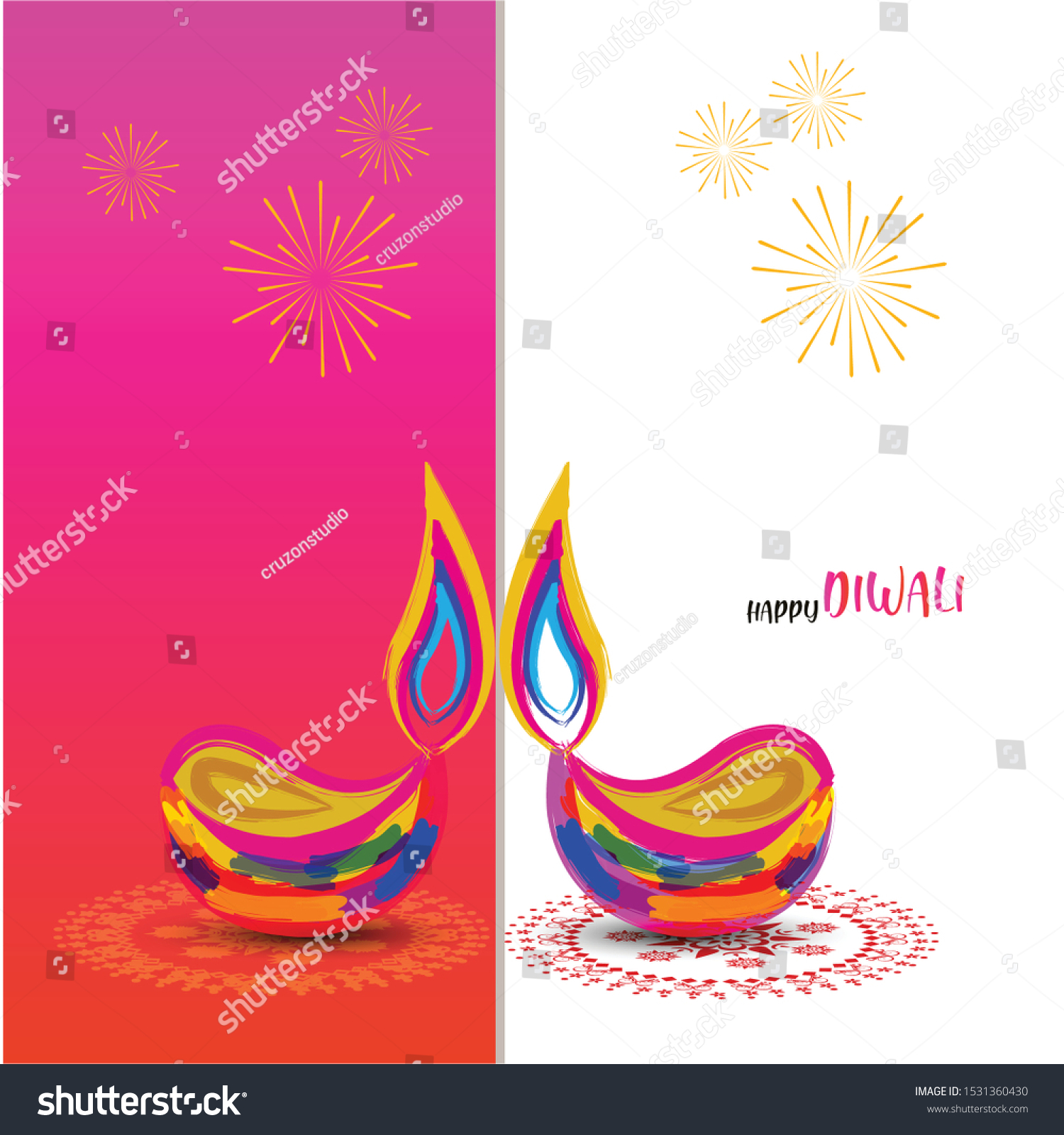 Happy Diwali Hindu Festival Banner Card Stock Vector Royalty Free