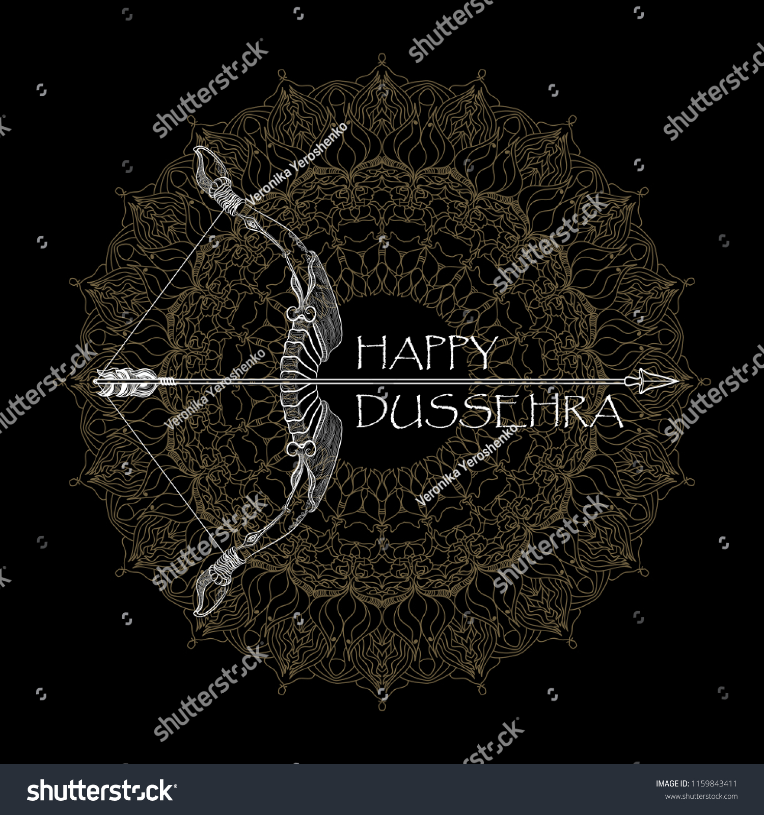 Happy Dussehra Indian Festival Greeting Card Stock Vector Royalty Free