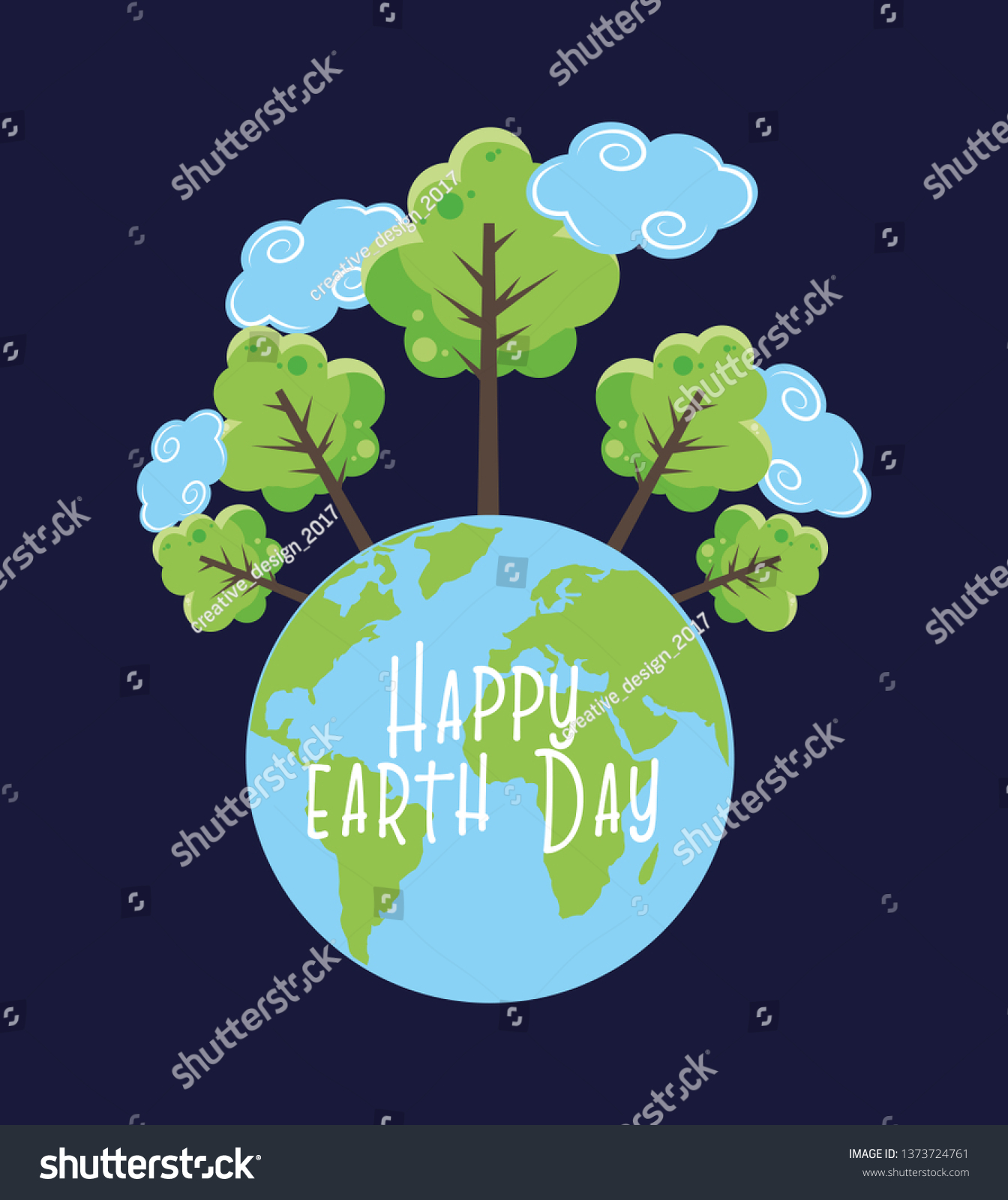 Happy Earth Day Card Green Cartoons Stock Vector Royalty Free