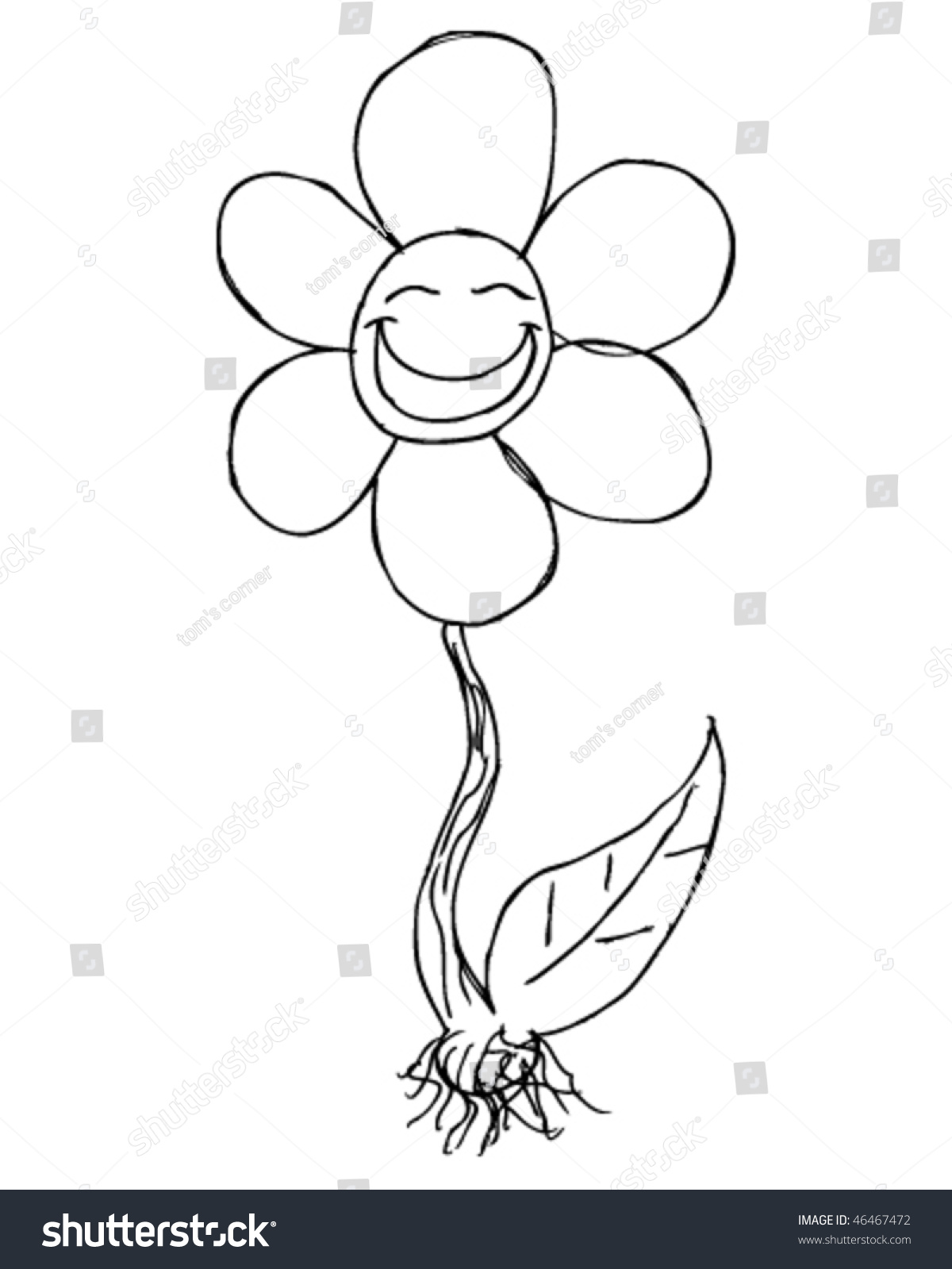 Happy Flower Drawing Stock Vector Illustration 46467472 Shutterstock