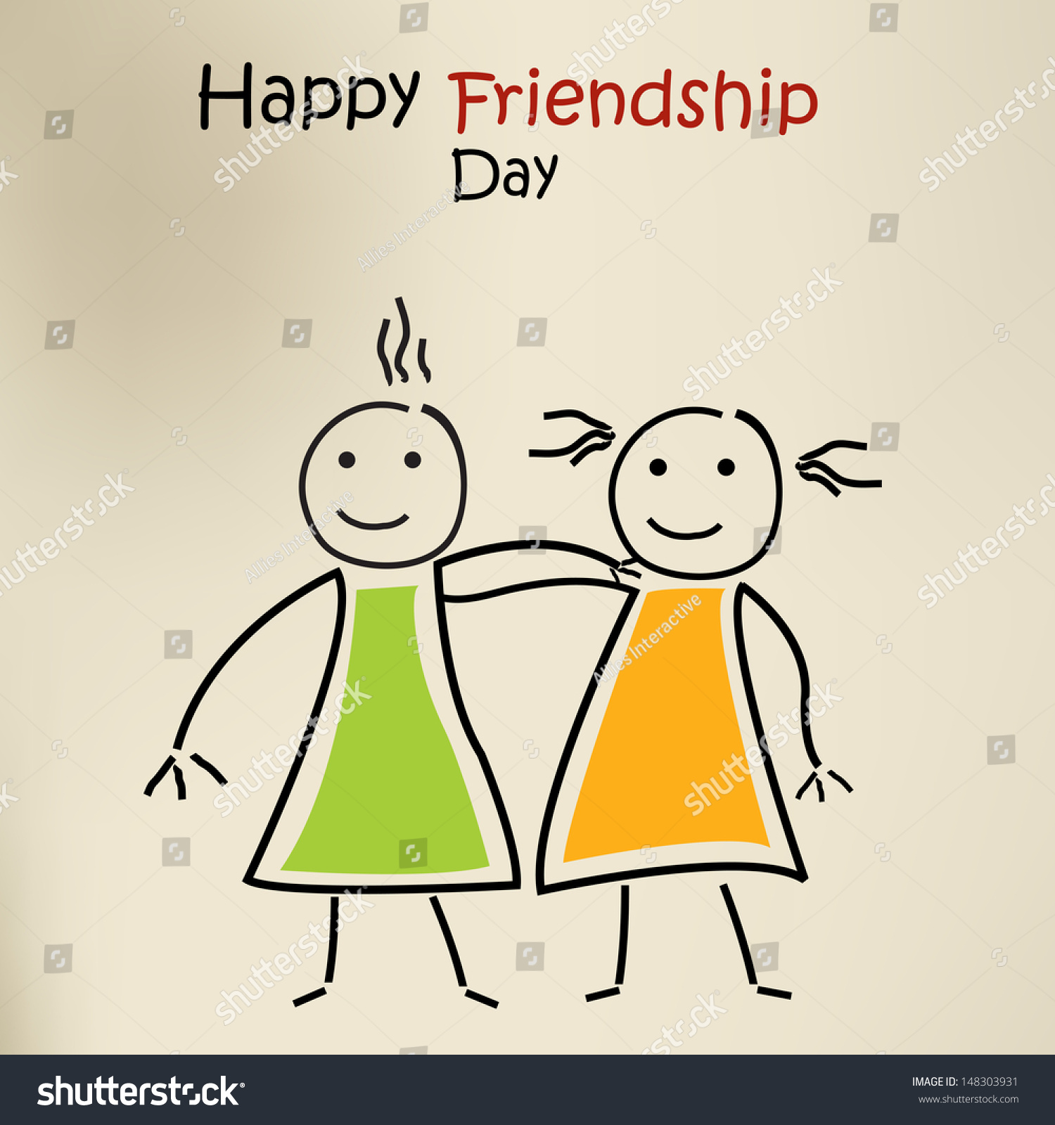 Happy Friendship Day Greeting Card Background Stock Vector 148303931 ...