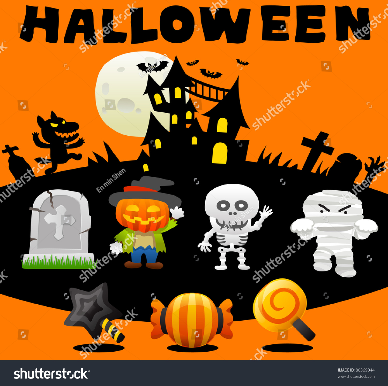 Happy Halloween | Cute Vector Illustration Cartoon Comic - 80369044