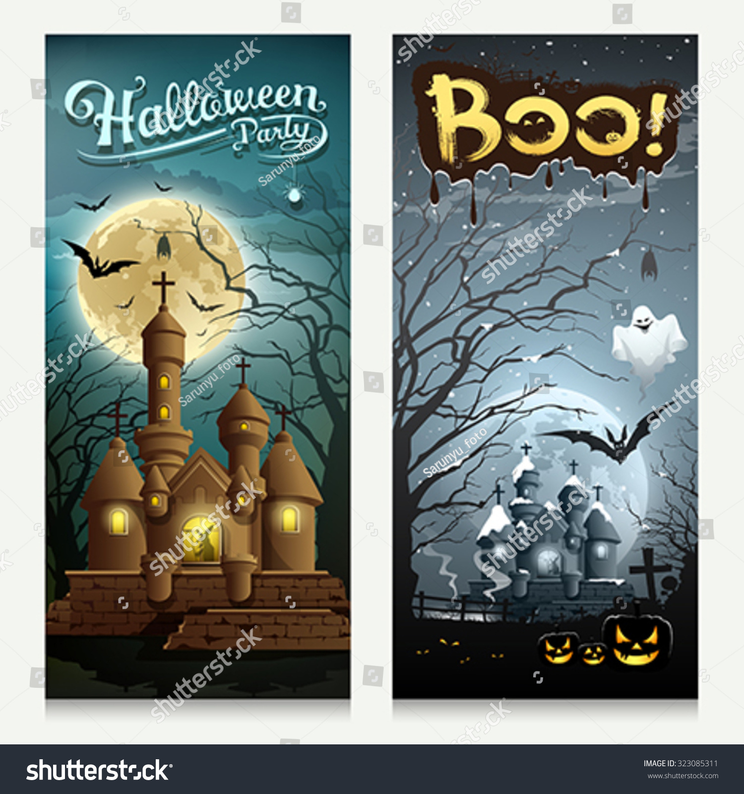 Download Happy Halloween Houses Collections Banner Vertical ...