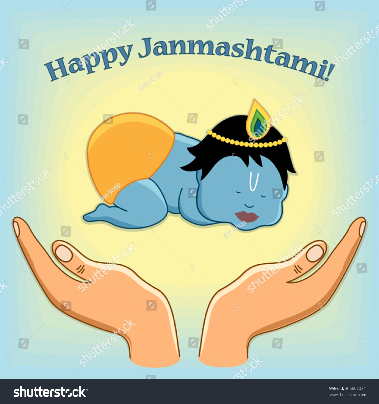 Happy Janmashtami Concept As Birth Of Baby Lord Krishna As A Gift To 