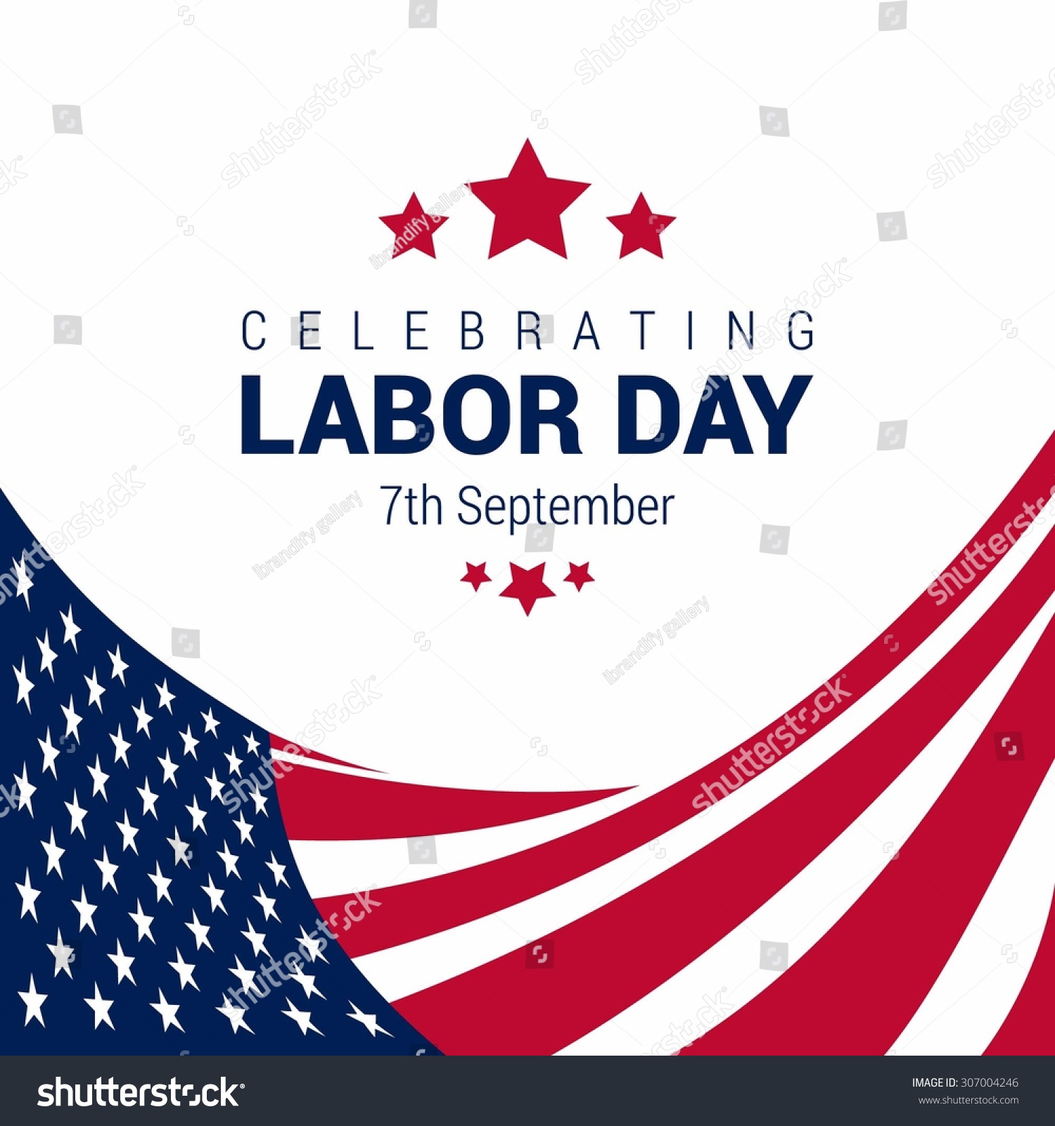 Happy Labor Day, September 7th, Beautiful Design Element White