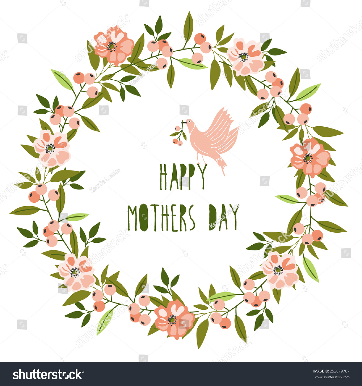 Happy Mothers Day Card. Bright Spring Concept Illustration With Flowers