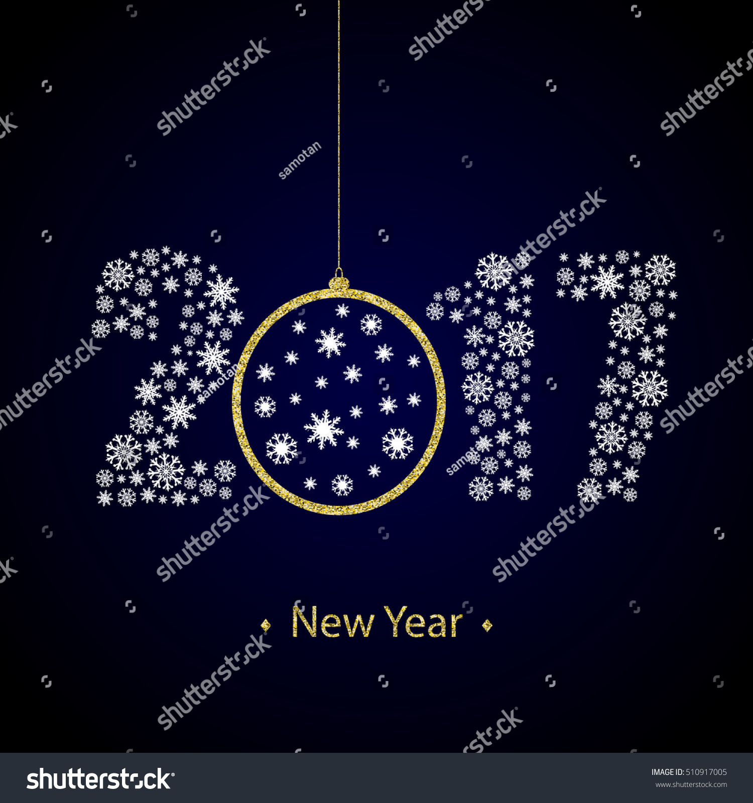 Happy New Year 2017 Background. Poster, Greeting Card, Banner Or Invitation. Vector Illustration