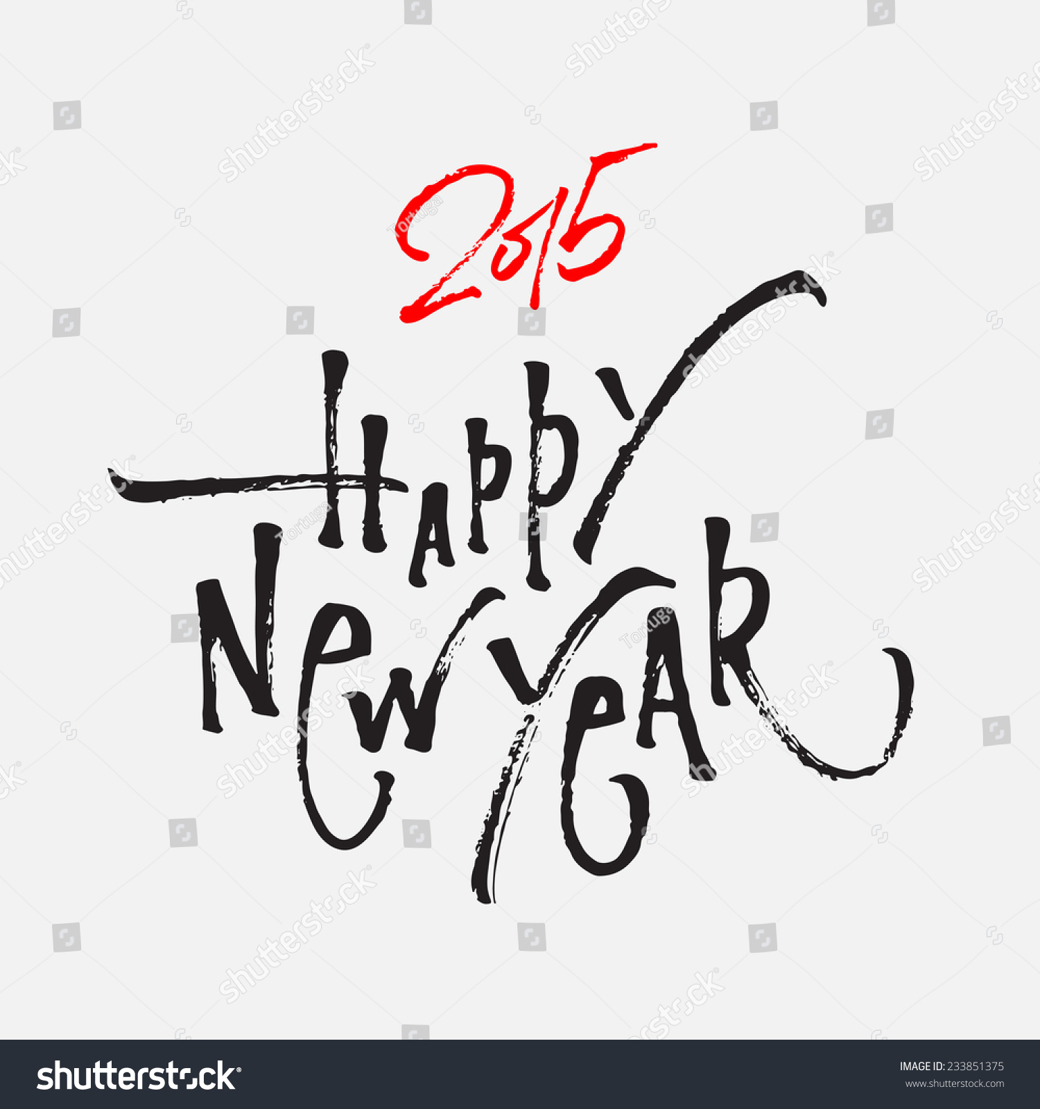 Happy New Year Brush Script Lettering | Typographic Handwritten Poster | Hand Made Greeting Card