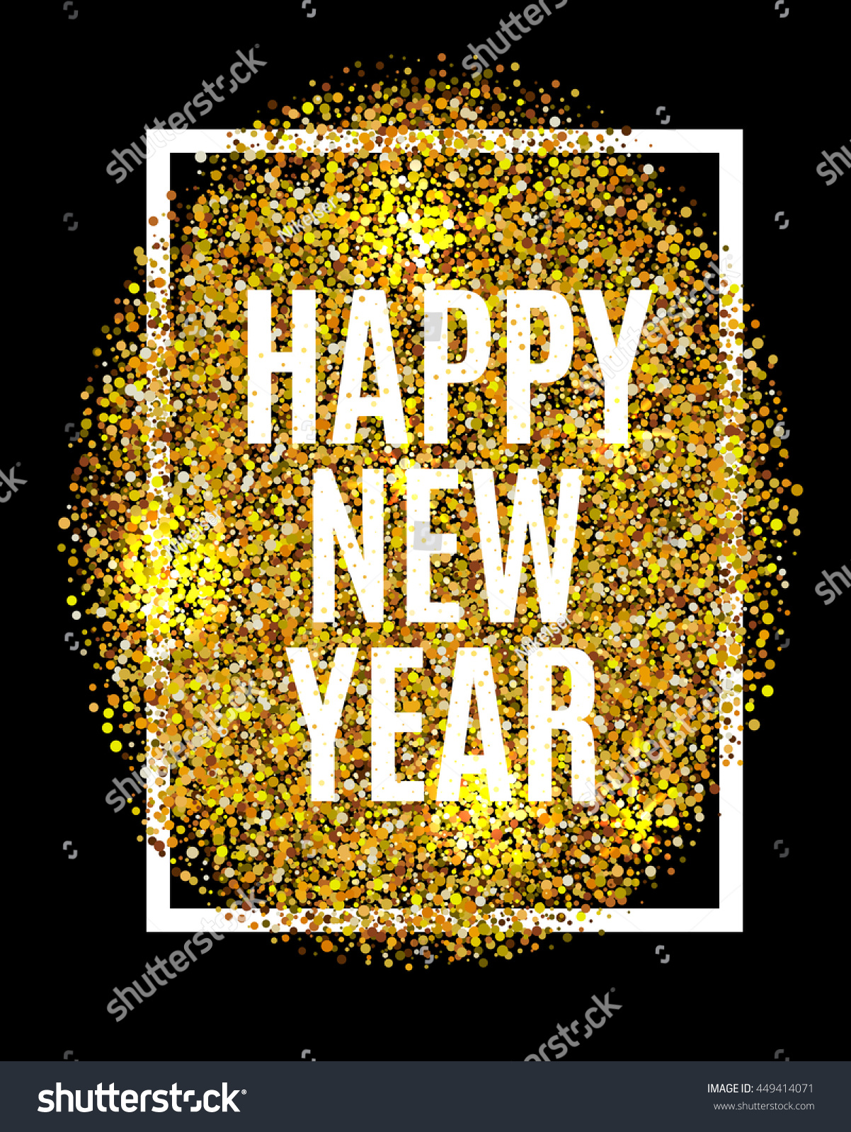 Happy New Year. Gold Glitter New Year. Gold Background For Flyer, Poster, Sign, Banner, Web