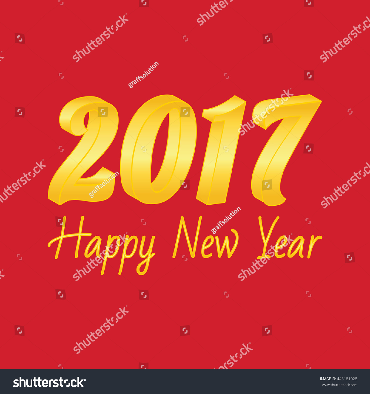 Happy New Year 2017 Greeting Card. On The Red Background. Stock Vector Illustration 443181028