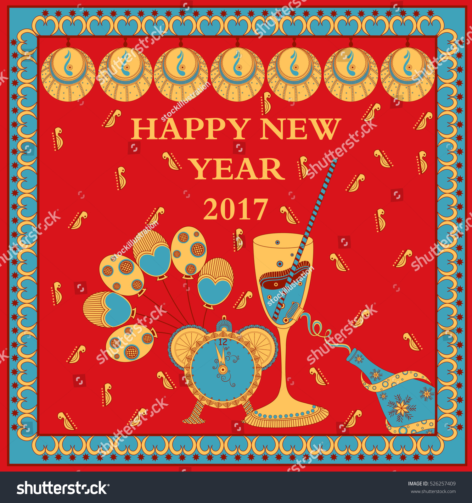 Happy New Year 2017 Holiday Greetings Background In Vector - 526257409