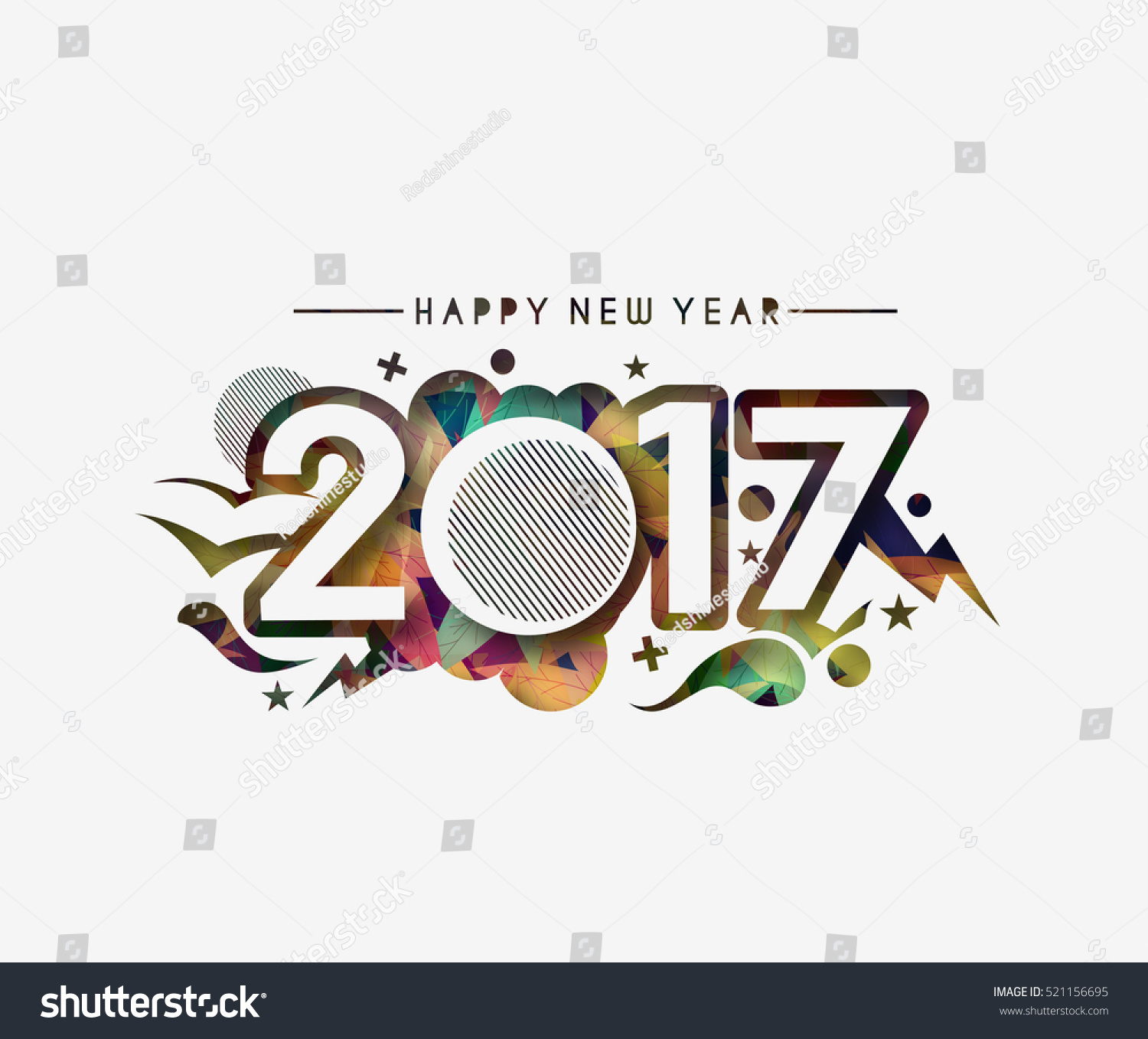 Happy New Year 2017 Text Design Vector - 521156695 : Shutterstock