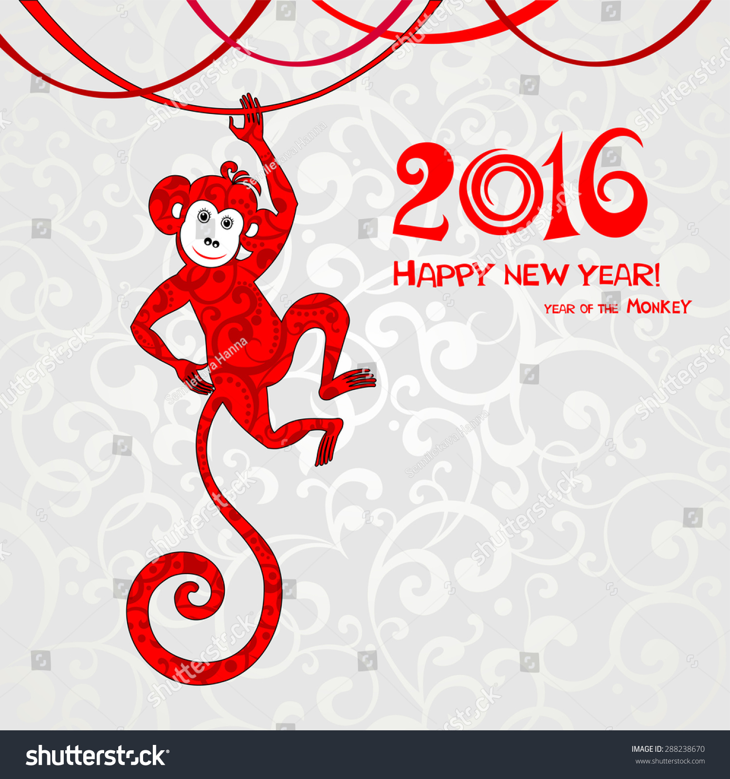 Happy new year 2016 Year Of The Monkey Vector Illustration Happy new year 2016 Year Of The Monkey Vector Illustration