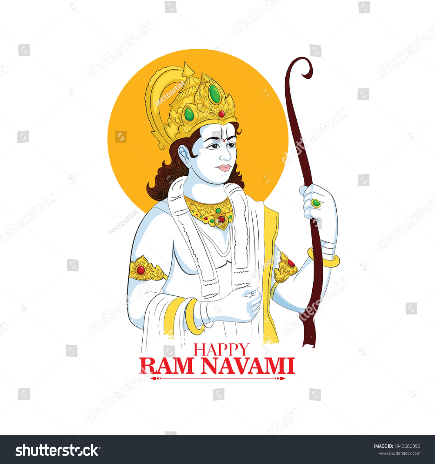 Happy Ram Navami Hindu Festival Background Stock Vector Royalty Free