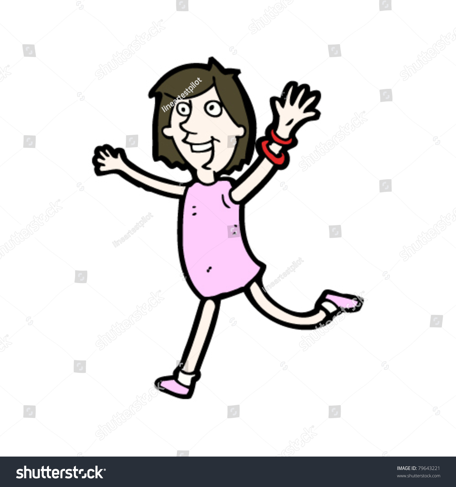 Happy Running Woman Cartoon Stock Vector Illustration 79643221