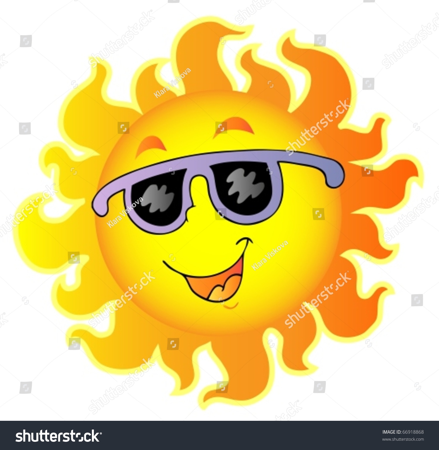 Happy Sun With Sunglasses Vector Illustration 66918868 Shutterstock