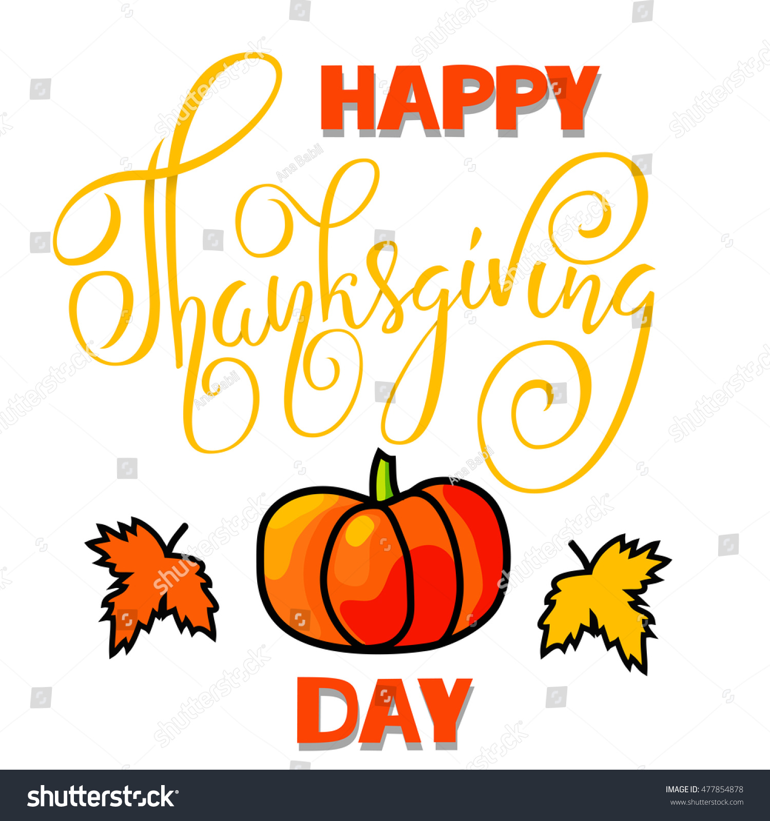 Happy Thanksgiving Day Lettering Handwritten Vector Stock Vector