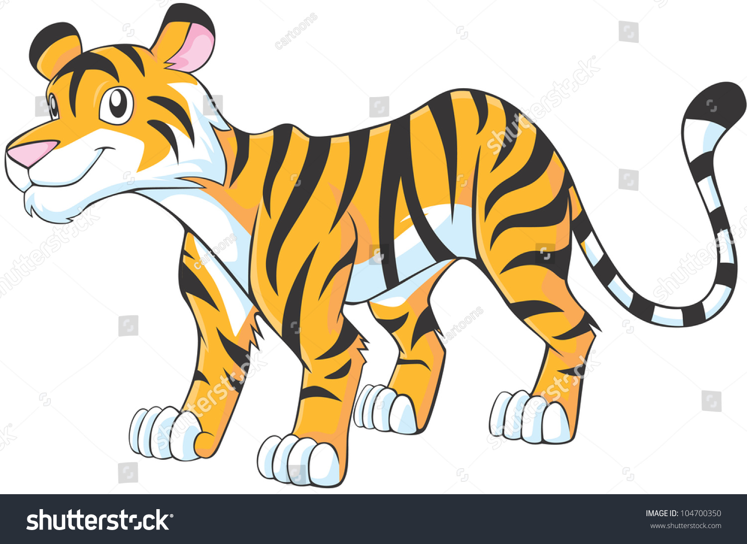 Happy Tiger Cartoon Stock Vector Illustration 104700350 : Shutterstock