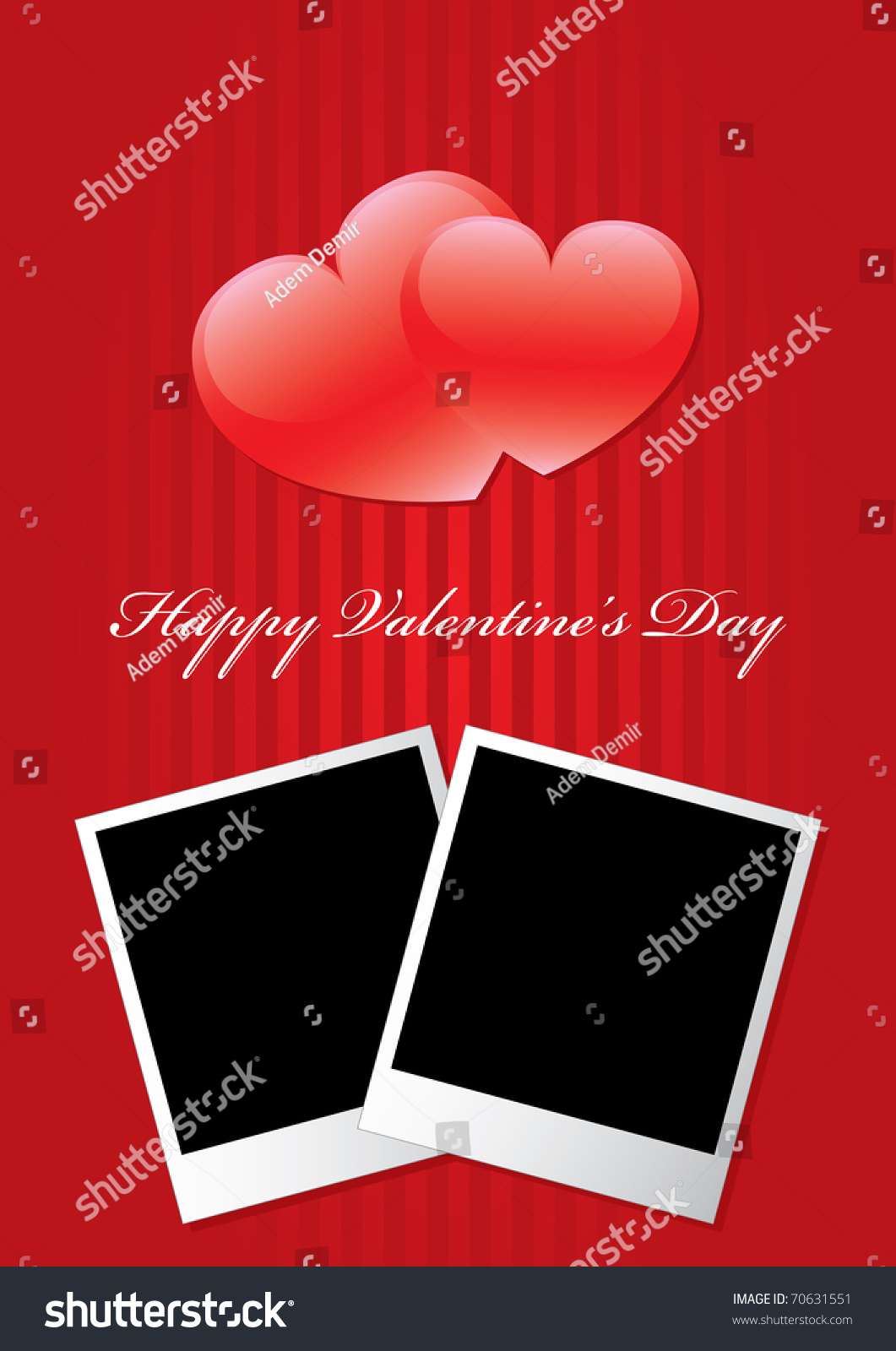 Happy Valentine'S Day Vertical Background With Two Picture Frame Stock Vector ...